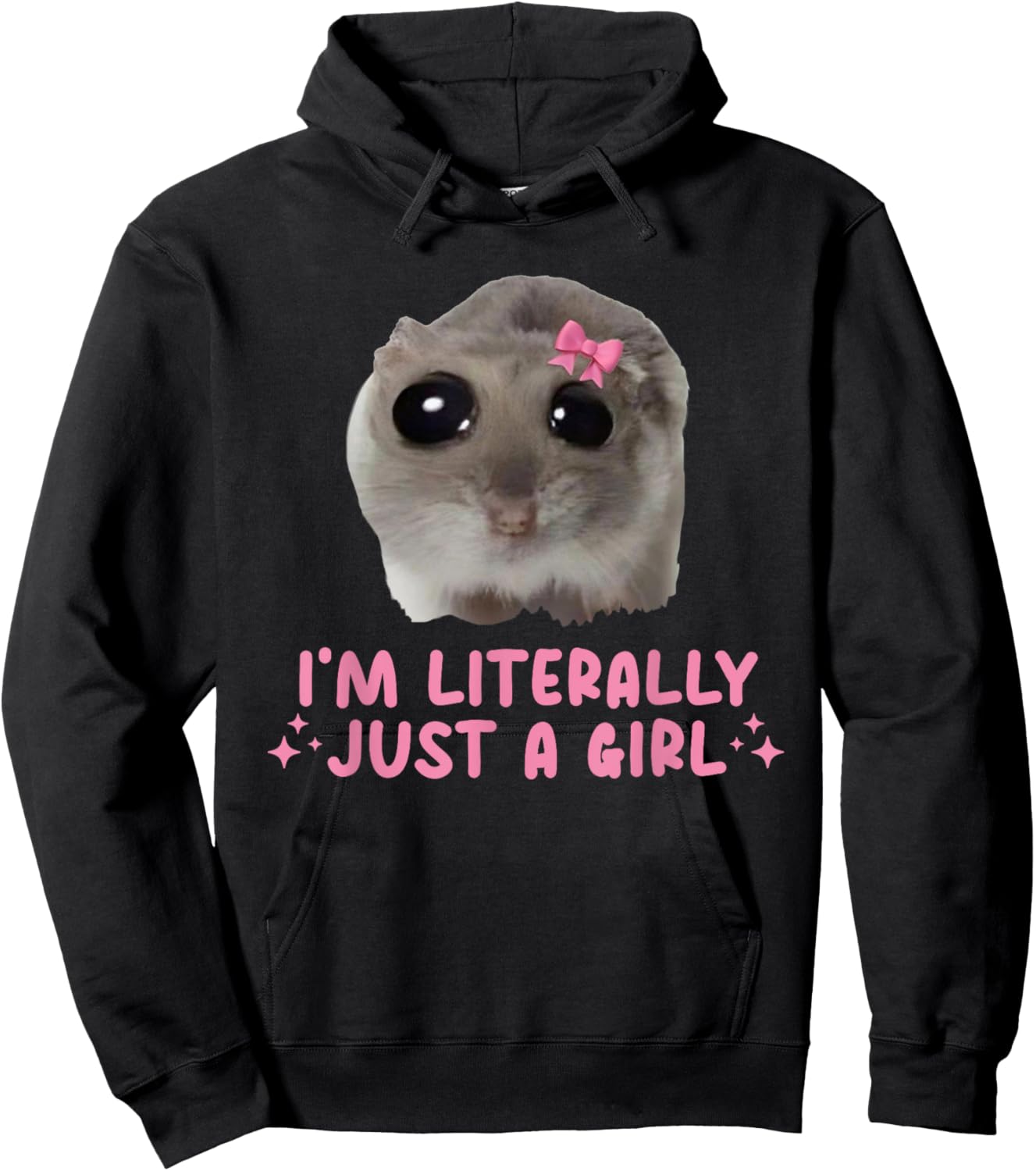 Vintage Art I'm Literally Just A Girl Cat Meme Funny Animal Hoodie - Hoodie | Black