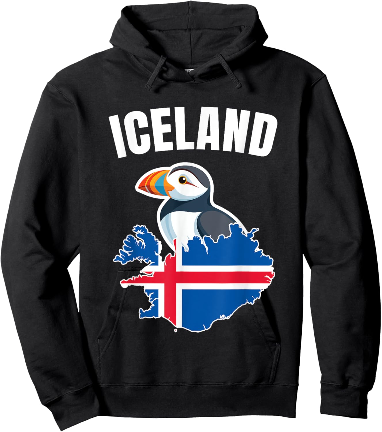 Iceland Map Puffin Bird Reykjavík Iceland Icelandic Vacation Hoodie - Hoodie | Black