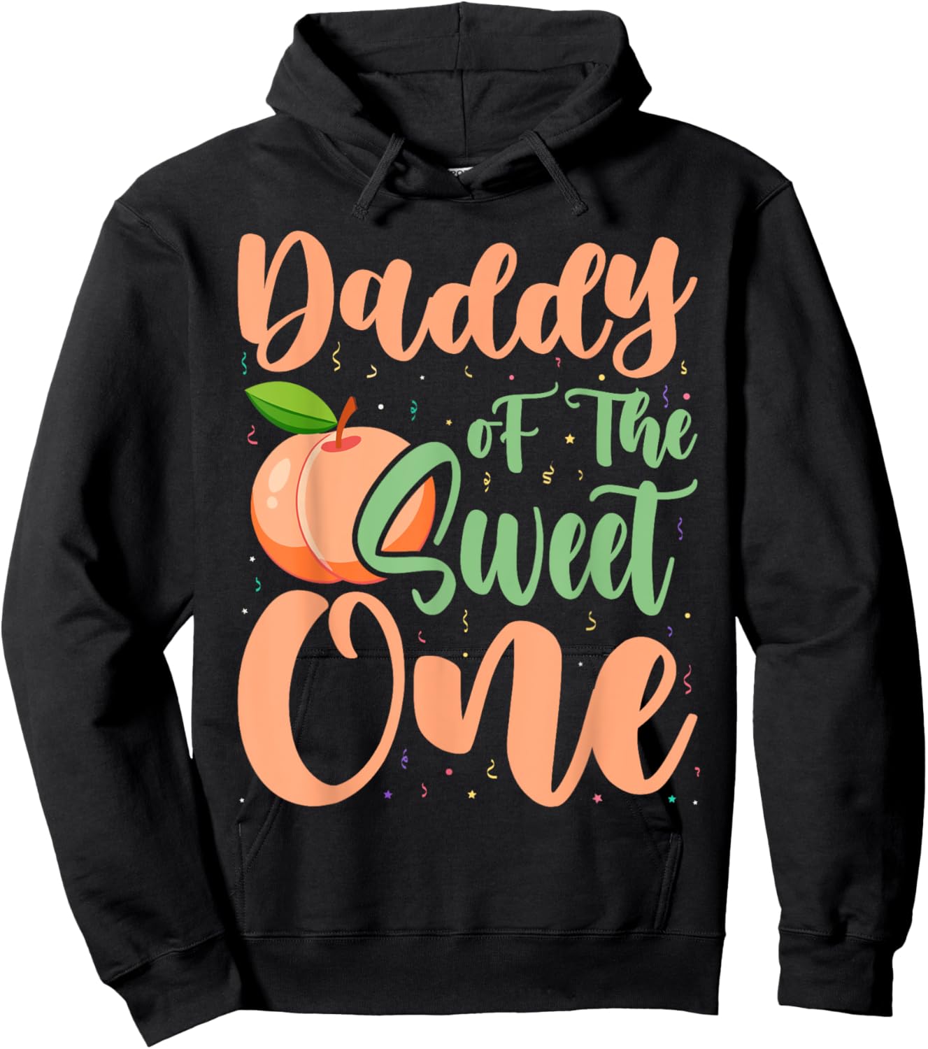 Daddy of The Sweet One Peach 1st Birthday on Peach Hoodie - Hoodie | Black