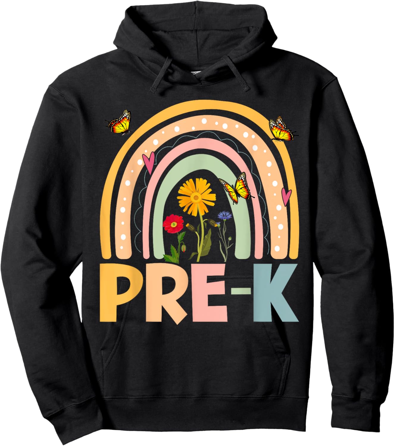 Wildflower Pre-K Preschool Team Floral Teacher Girls Hoodie - Hoodie | Black