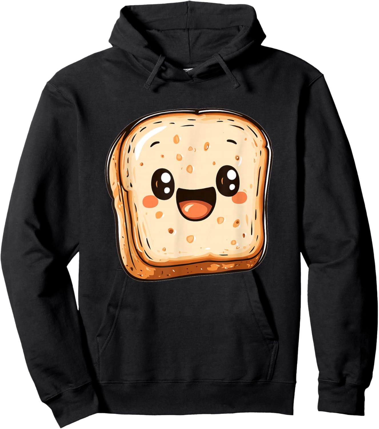 Happy Bread Slice Cartoon Smiling Toast Hoodie - Hoodie | Black