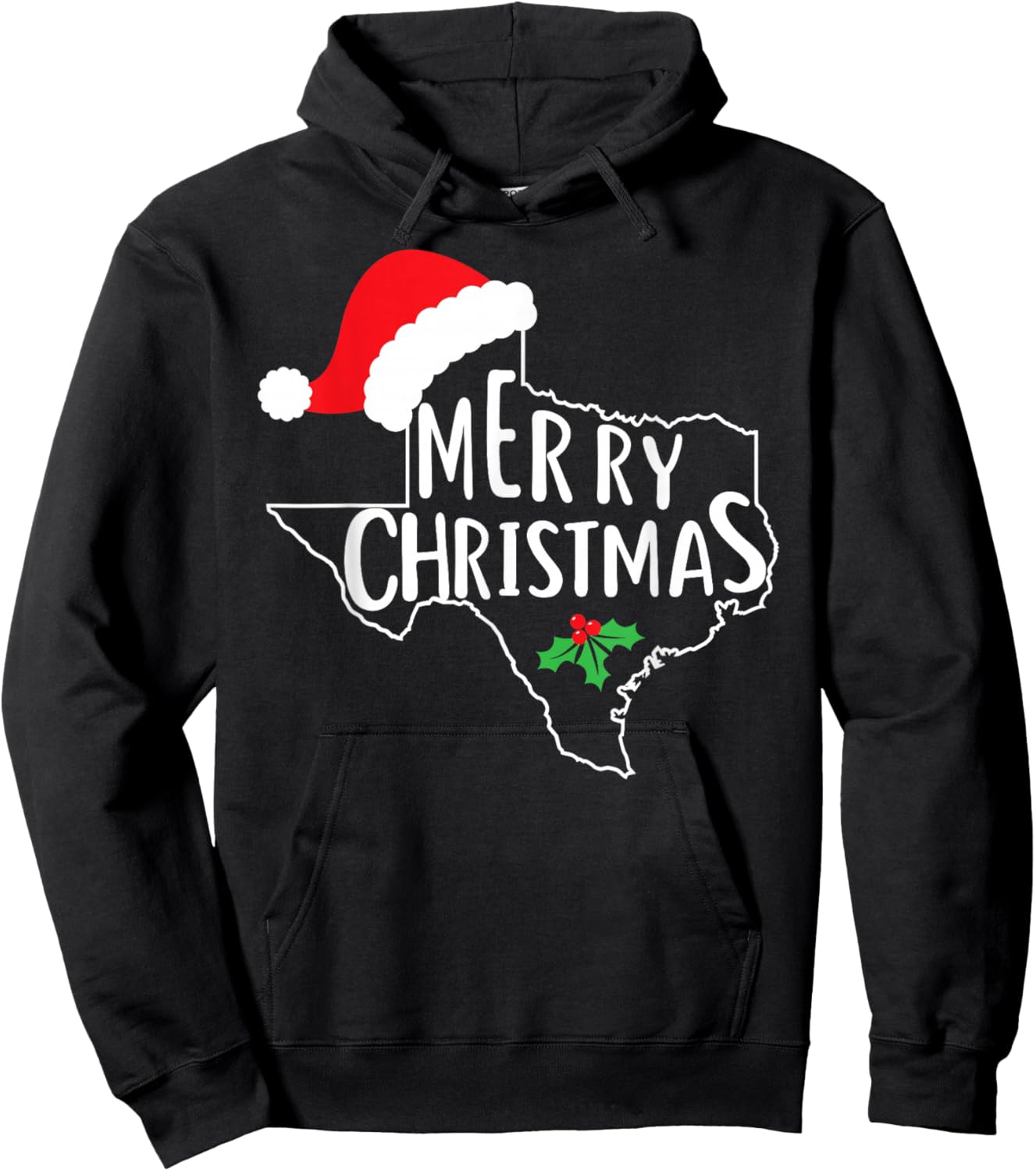 Texas State Merry Christmas Santa Hat America Cute Hoodie - Hoodie | Black