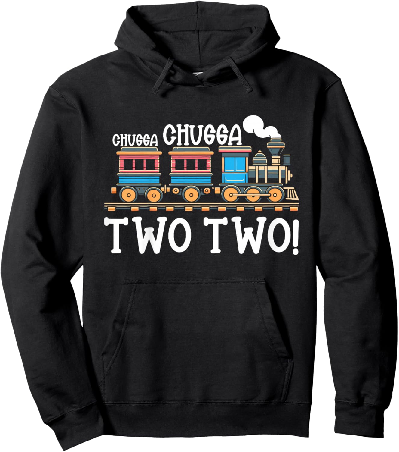 Kids 2nd Birthday Boy Train Chugga Chugga Two Two Toddler Hoodie - Hoodie | Black