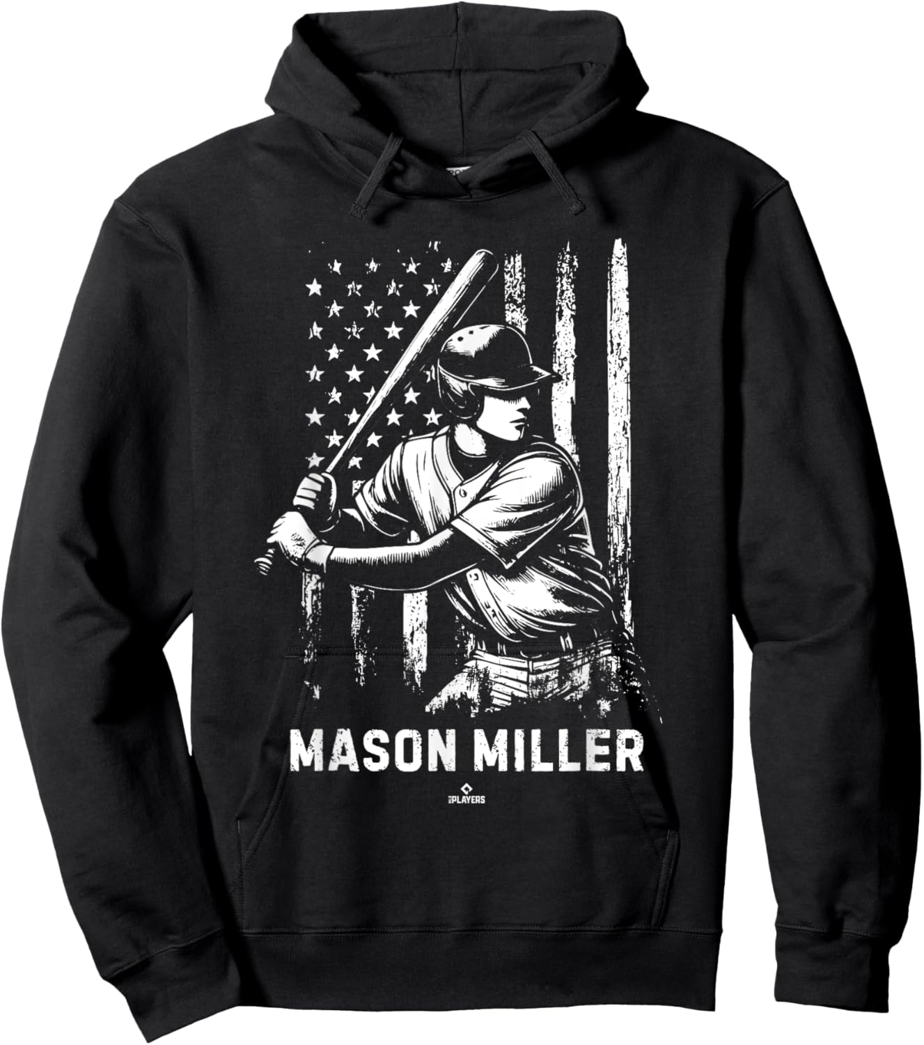 Player Illustration Flag Mason Miller Prospect Baseball Fan Hoodie - Hoodie | Black