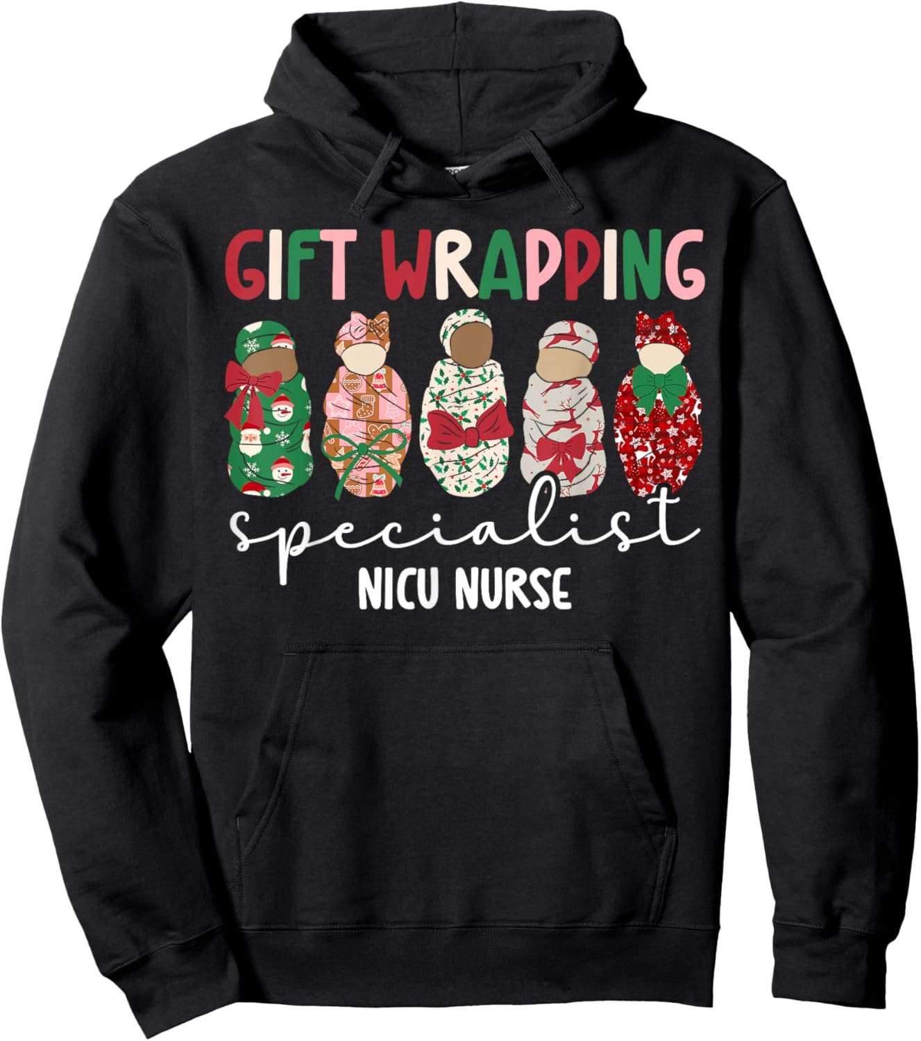 Wrapping Specialist NICU Nurse Christmas NICU Nursing Xmas Hoodie - Hoodie | Black
