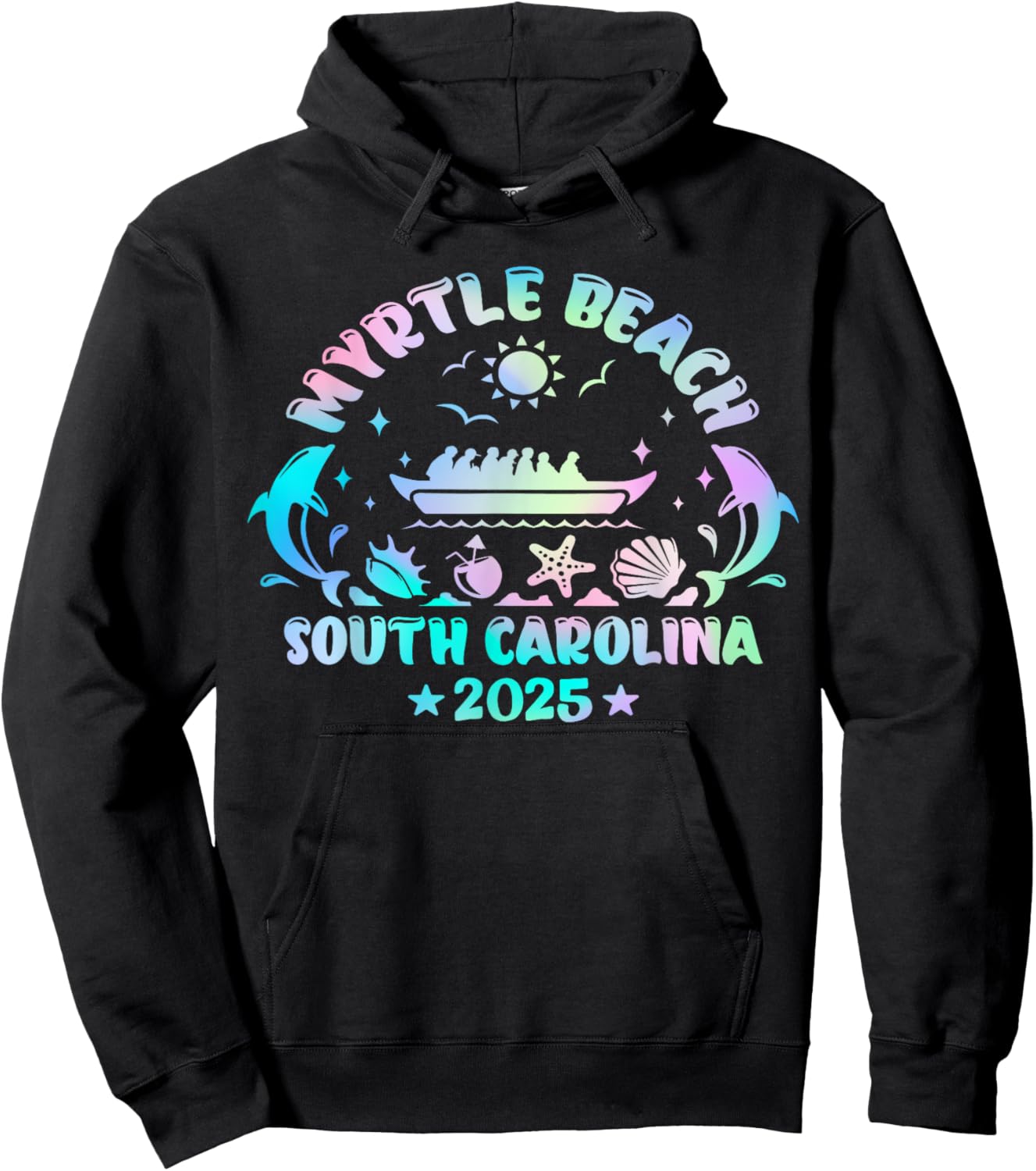 Myrtle Beach Summer Surf Dive Tie Dye Family Vacation 2025 Hoodie - Hoodie | Black