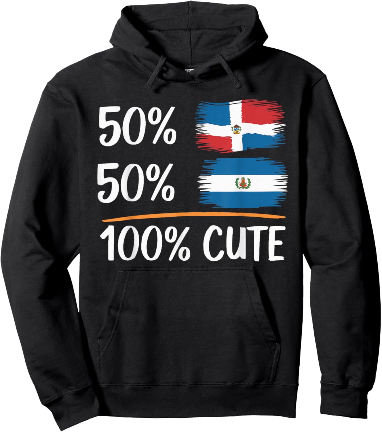 Half Salvadorian Half Dominican Republic Flag El Salvador Hoodie - Hoodie | Black