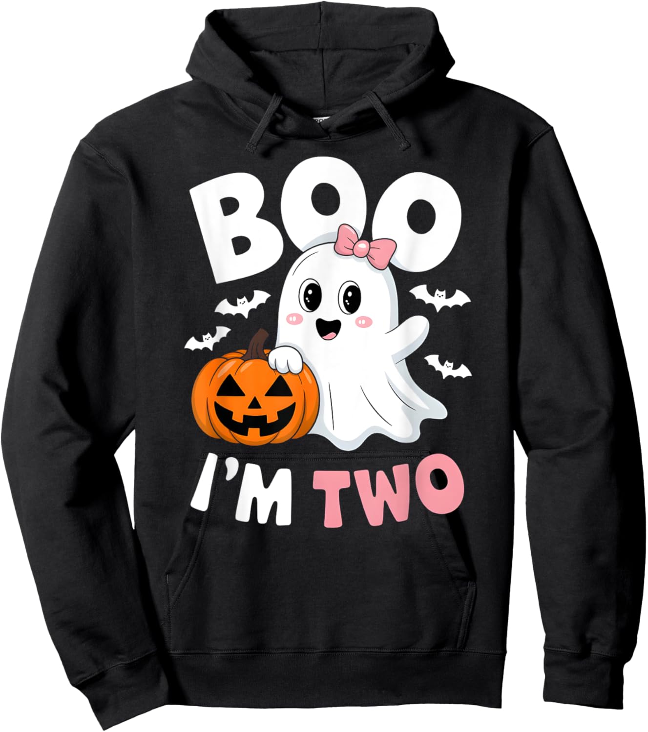 Funny Ghost Boo I'm Two Years 2nd Birthday Toddler Halloween Hoodie - Hoodie | Black