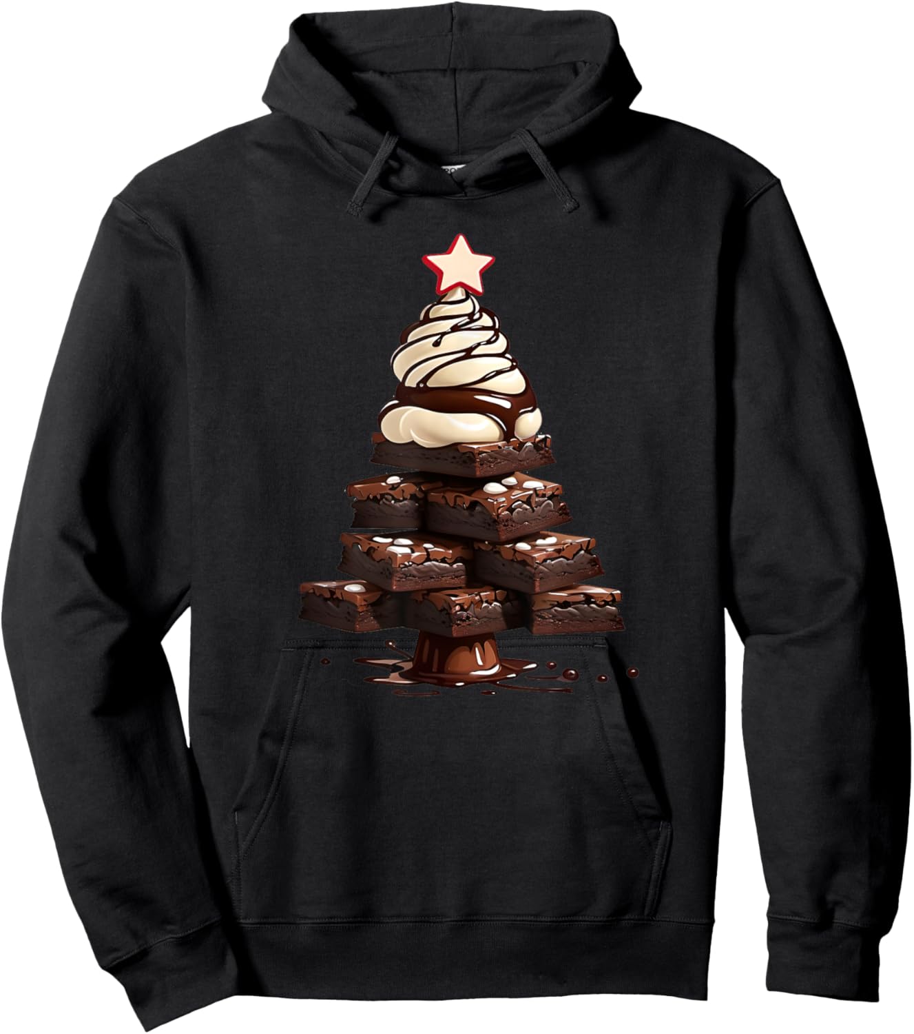 Hot Fudge Brownie Sundae Christmas Tree Hoodie - Hoodie | Black