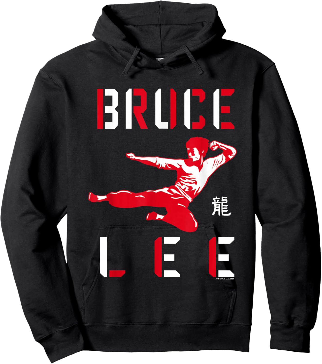 Bruce Lee Flying Kick Shadowed Face Shot Hoodie - Hoodie | Black