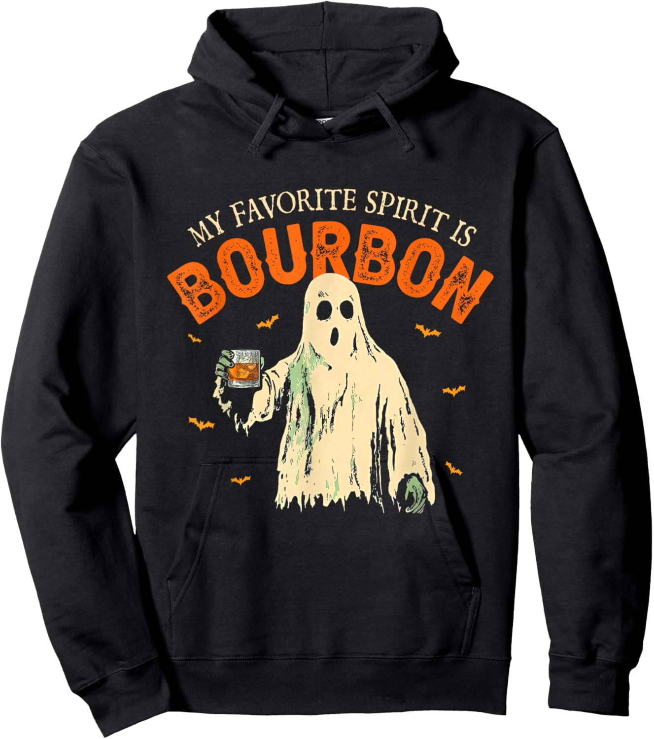 My Favorite Spirit Is Bourbon Funny Ghost Halloween Costume Hoodie - Hoodie | Black