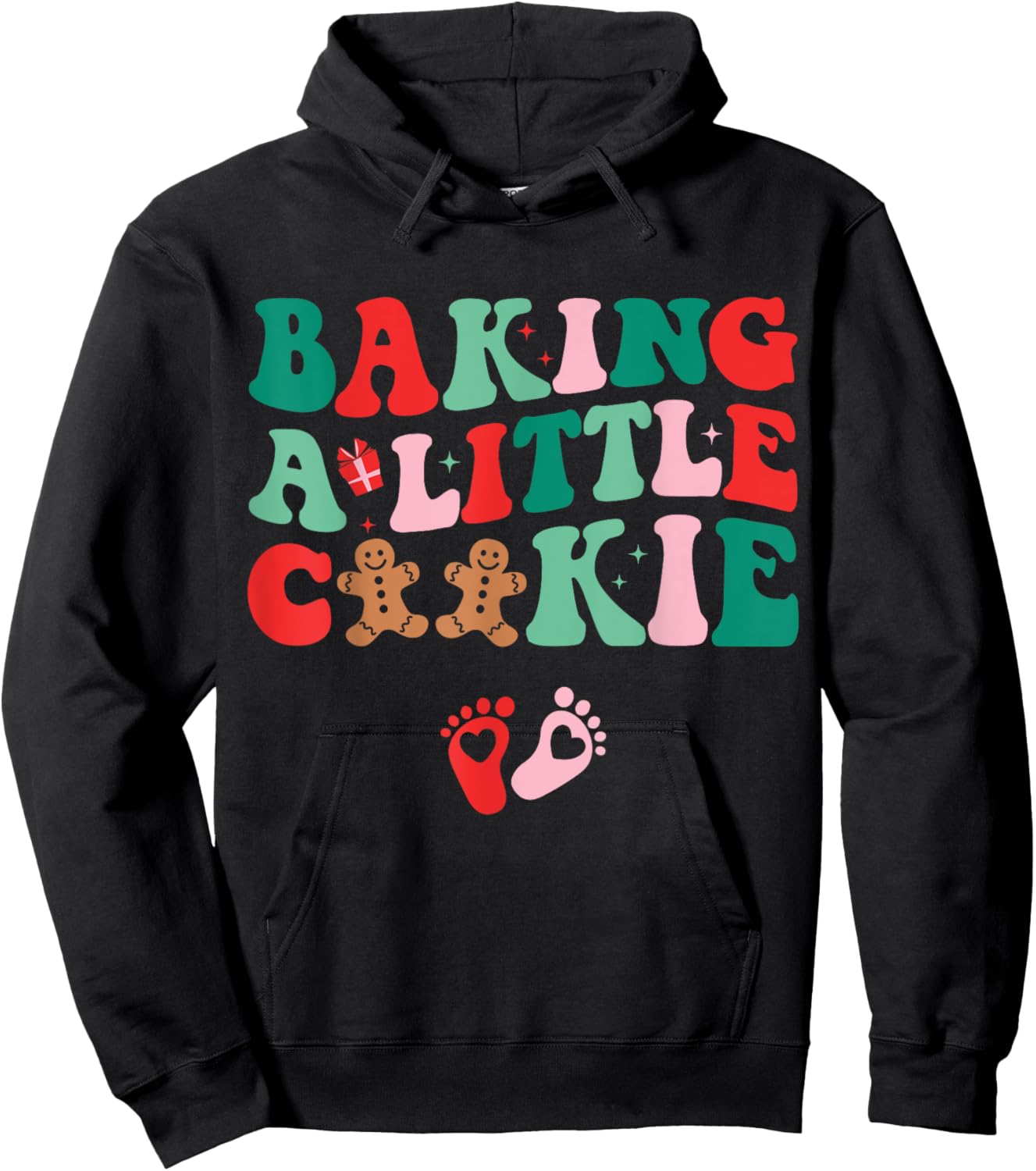 Baking A Little Cookie Cute Christmas Pregnancy Announcement Hoodie - Hoodie | Black