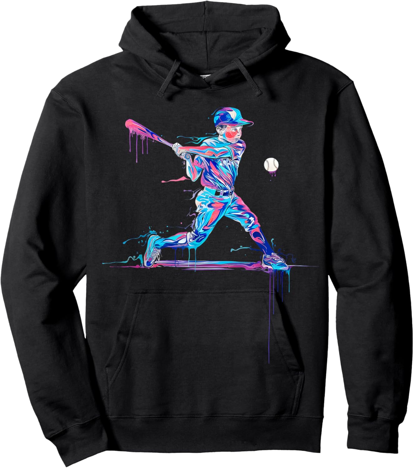 Boys Baseball Player Baseball Drip For Boys Ice Cream Hoodie - Hoodie | Black