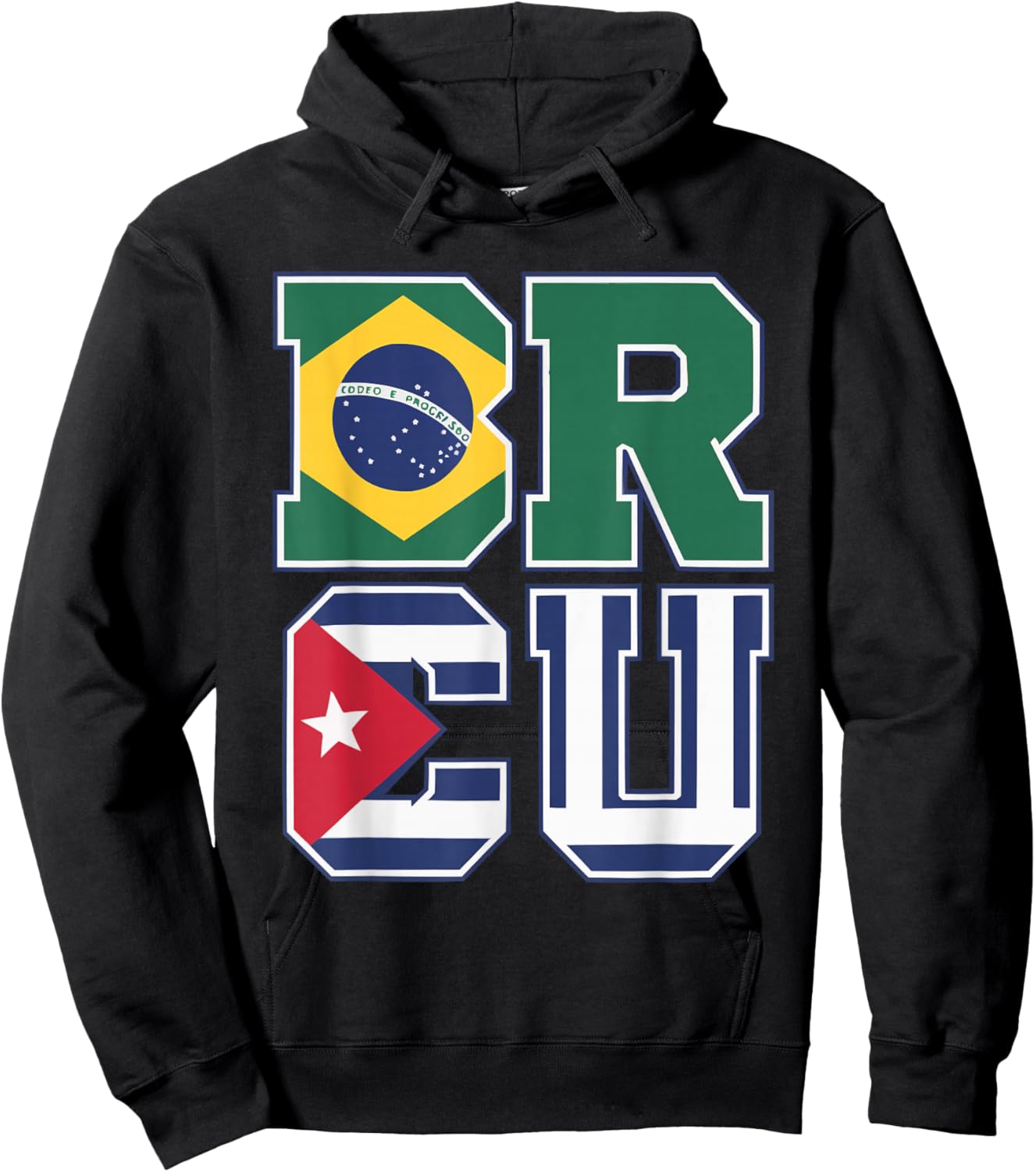 Half Cuban Half Brazilian Cuba Flag Country Brazil Hoodie - Hoodie | Black