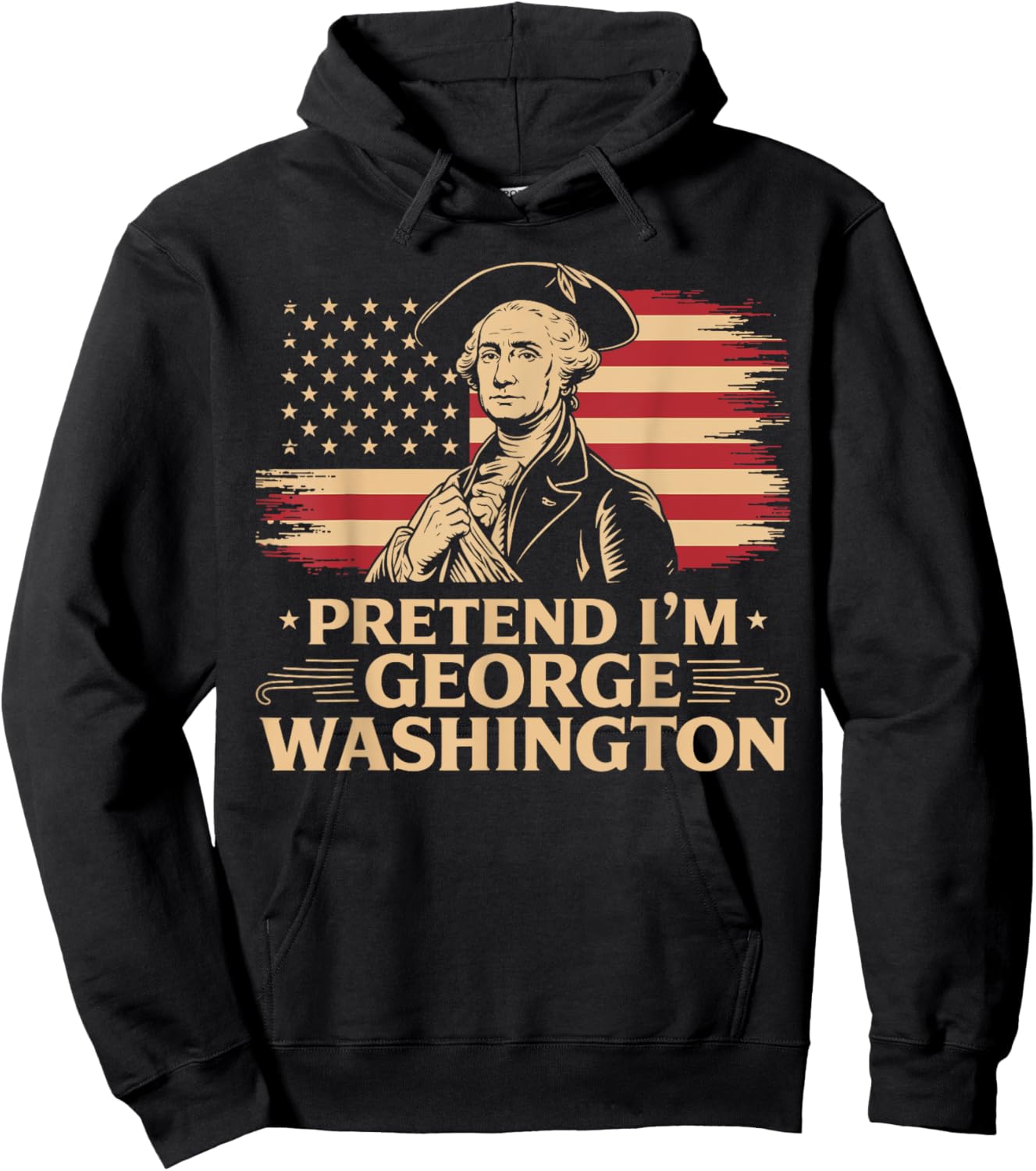 Pretend I'm George Washington Vintage Halloween Costume Hoodie - Hoodie | Black