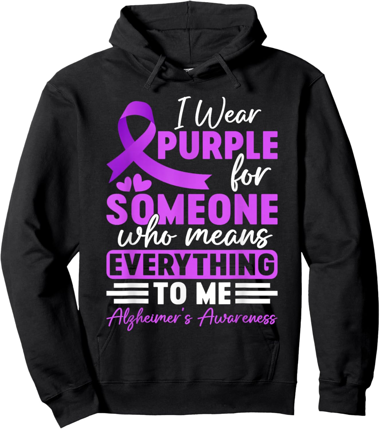 Alzheimer Frontotemporal Dementia Purple Ribbon Memory Loss Hoodie - Hoodie | Black