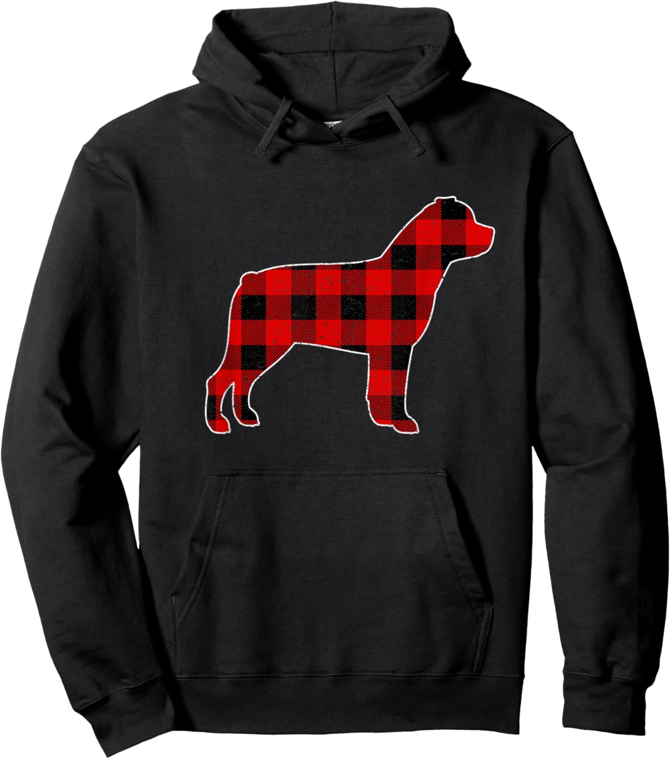 Christmas Rottweiler Pajama Pj, Christmas Dog Buffalo Plaid Women Kids Hoodie - Hoodie | Black