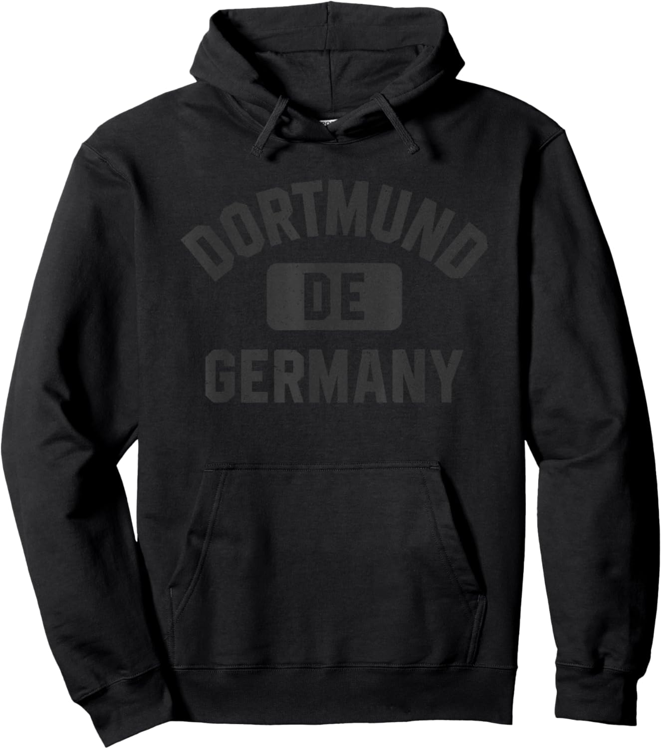 Dortmund Germany DE Gym Style Distressed Black Print Hoodie - Hoodie | Black