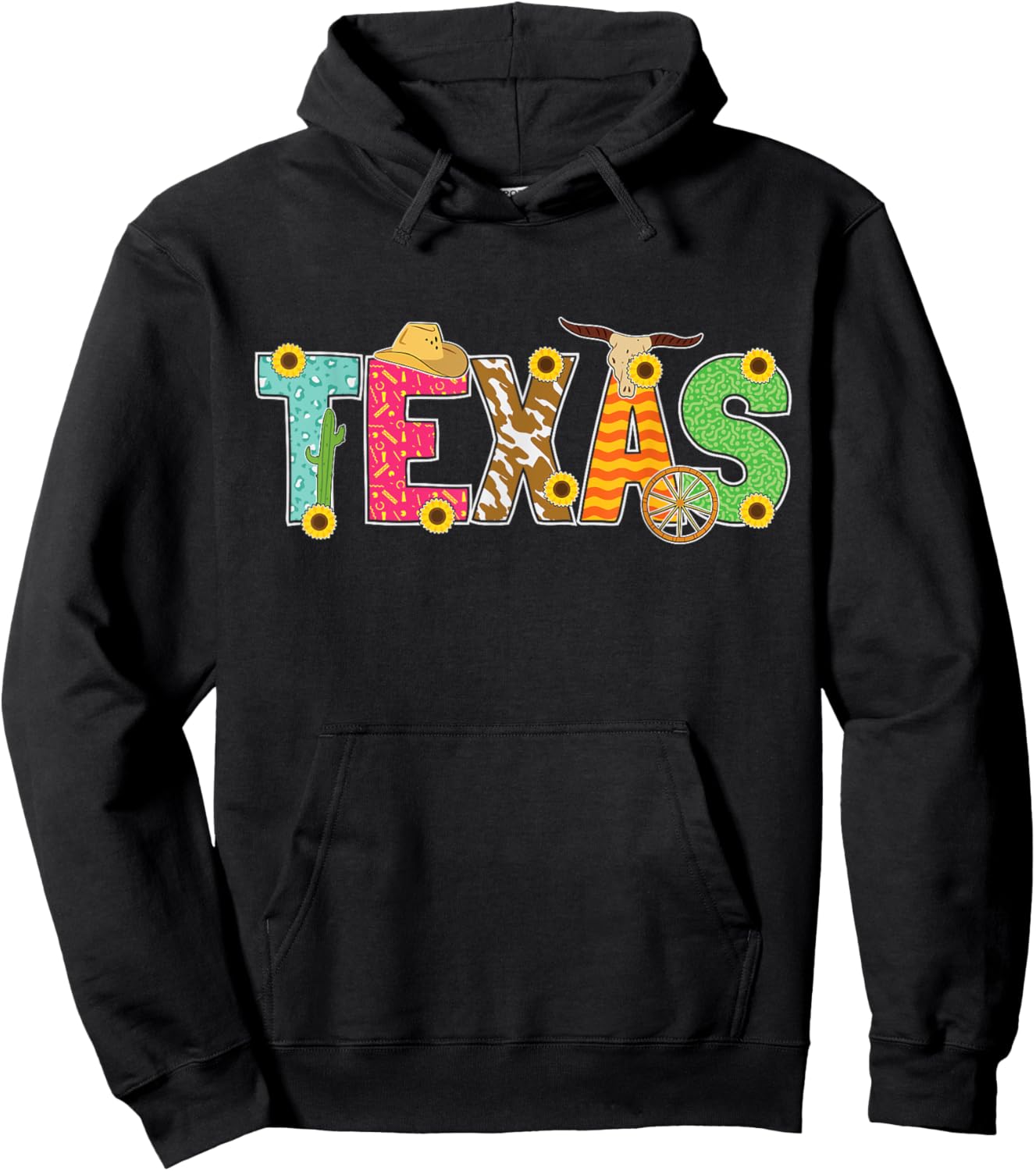 Texas Gift Cool Cactus Proud Texas Gift Western Bull Riding Hoodie - Hoodie | Black