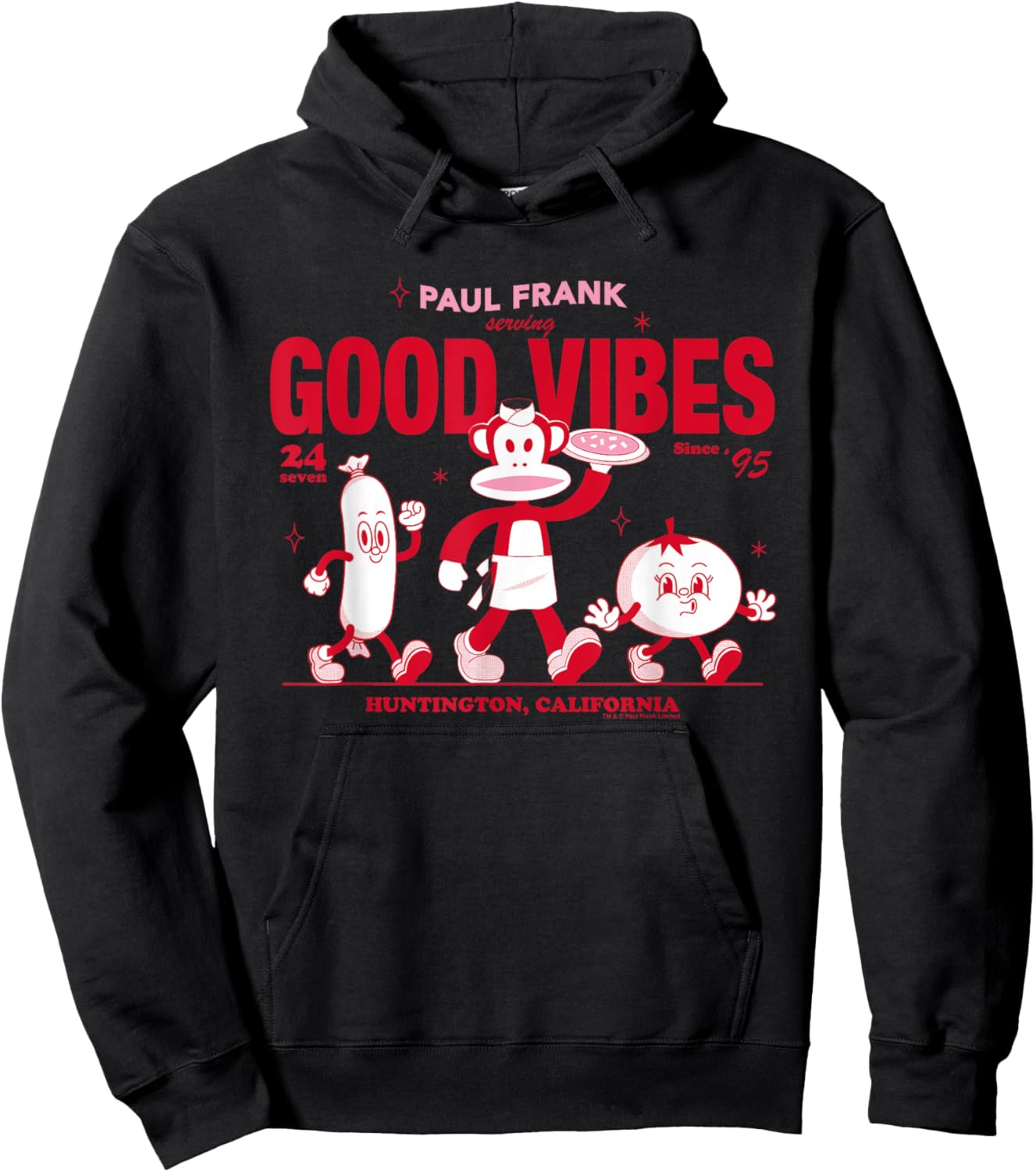 Paul Frank Julius The Monkey Serving Good Vibes California Hoodie - Hoodie | Black