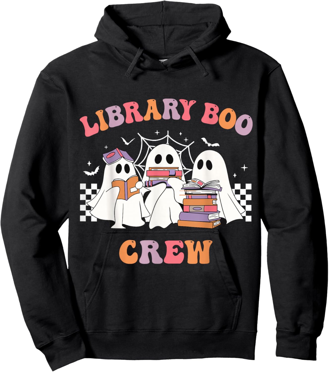 Library Boo Crew Book Lovers Funny Halloween Library Ghost Hoodie - Hoodie | Black