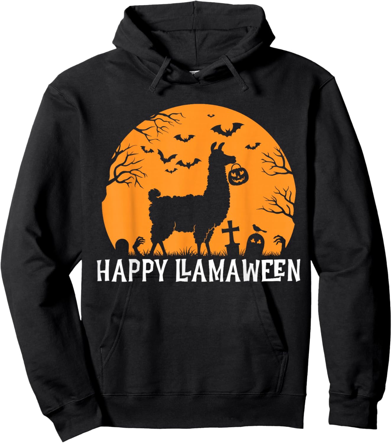 Halloween Llama Happy Llamaween Hoodie - Hoodie | Black