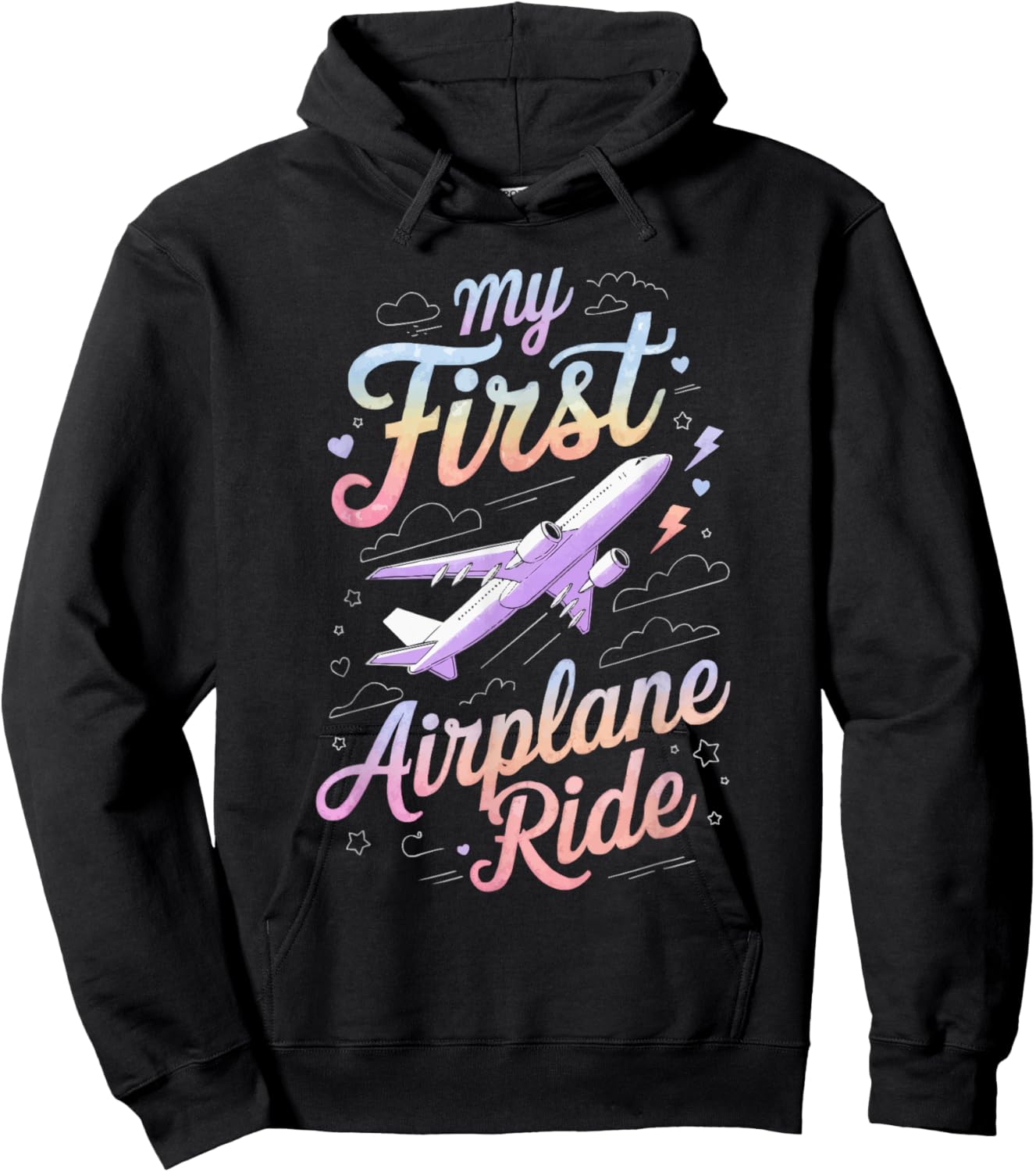 My First Plane Ride First Time Flyer Travel Airplane Hoodie - Hoodie | Black