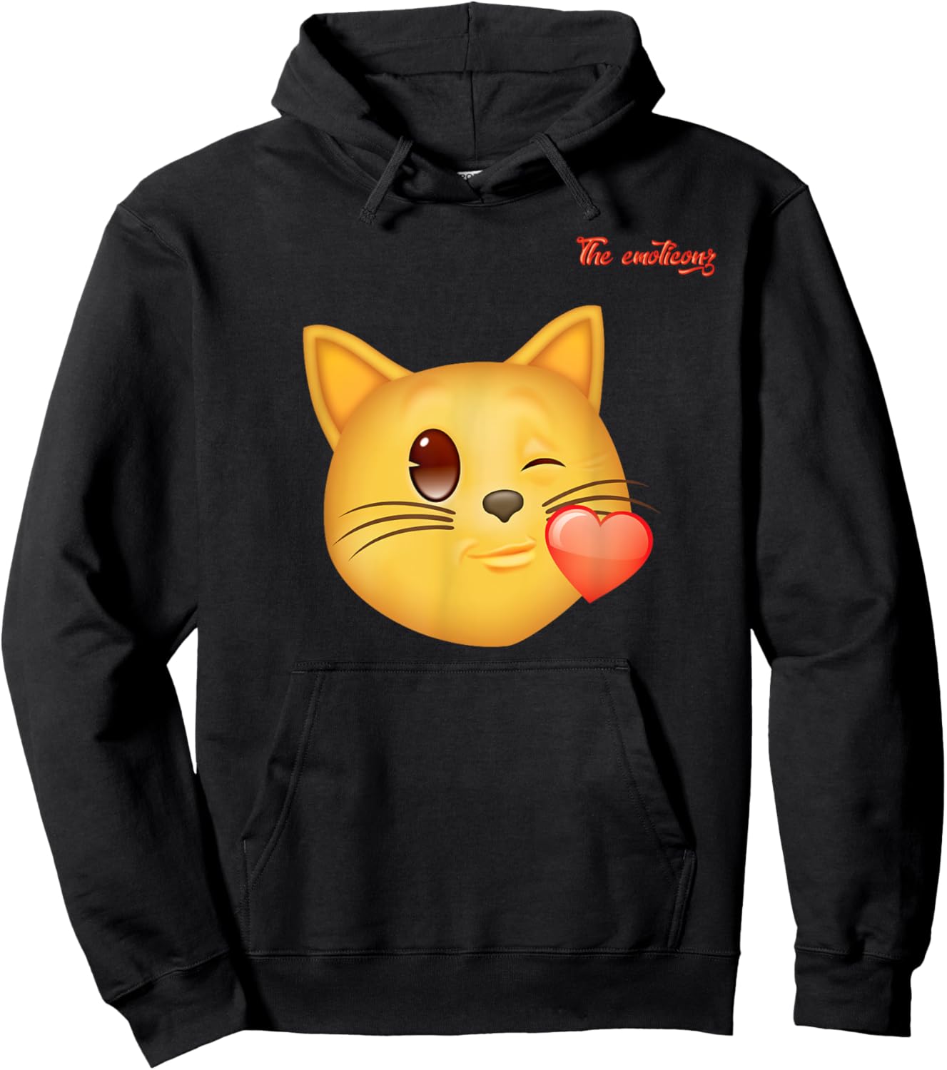 Emoji Winking Kissing Heart Cat Face Hoodie - Hoodie | Black