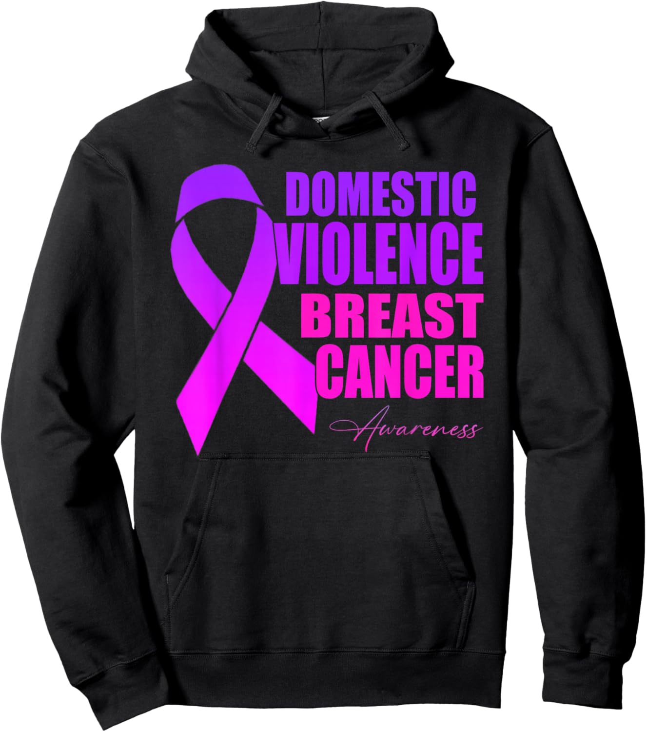 Domestic Violence And Breast Cancer Awareness Month Hoodie - Hoodie | Black