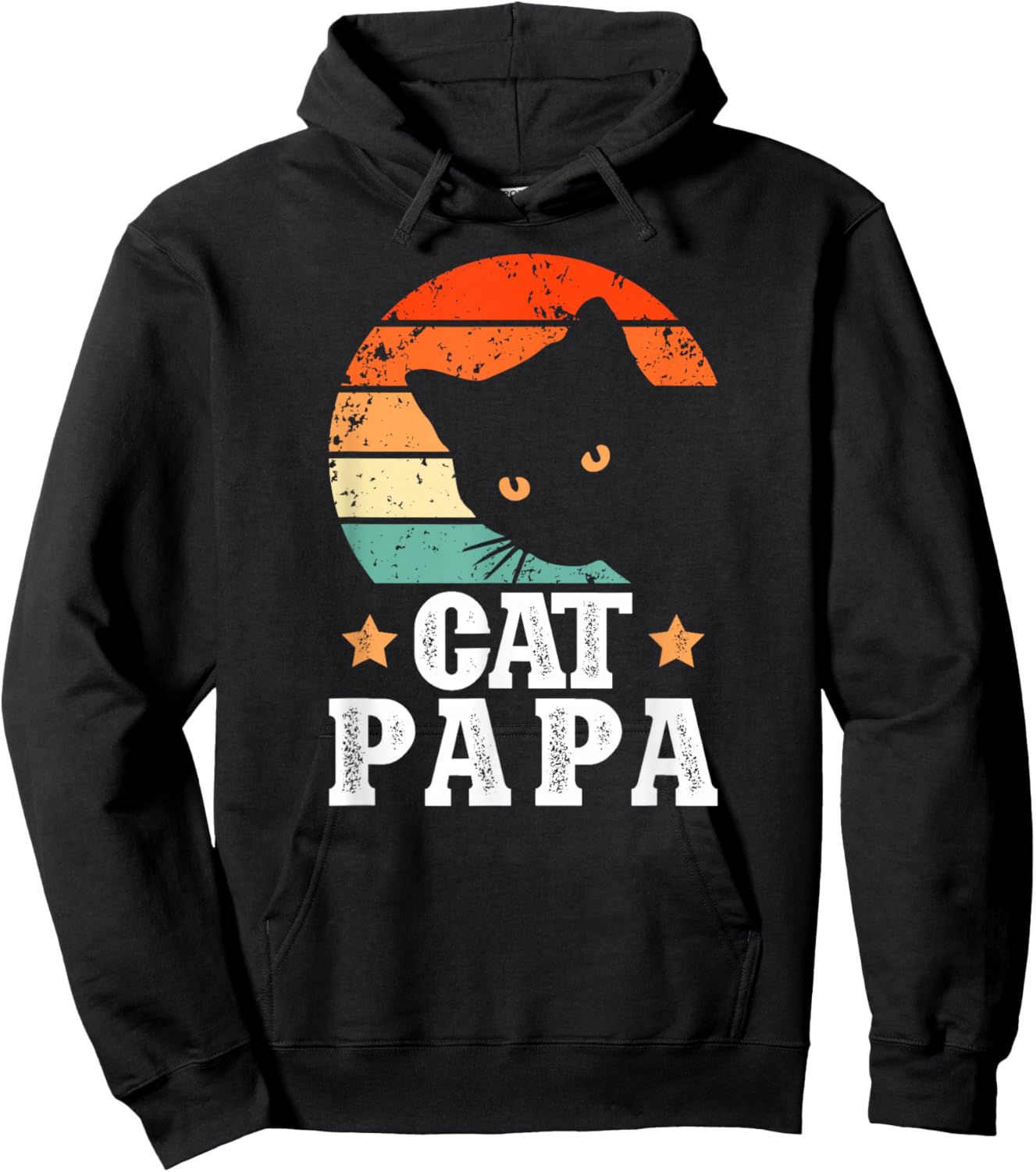 Cat Papa Retro Cat Lover Papa Cat Papa Grandpa Hoodie - Hoodie | Black