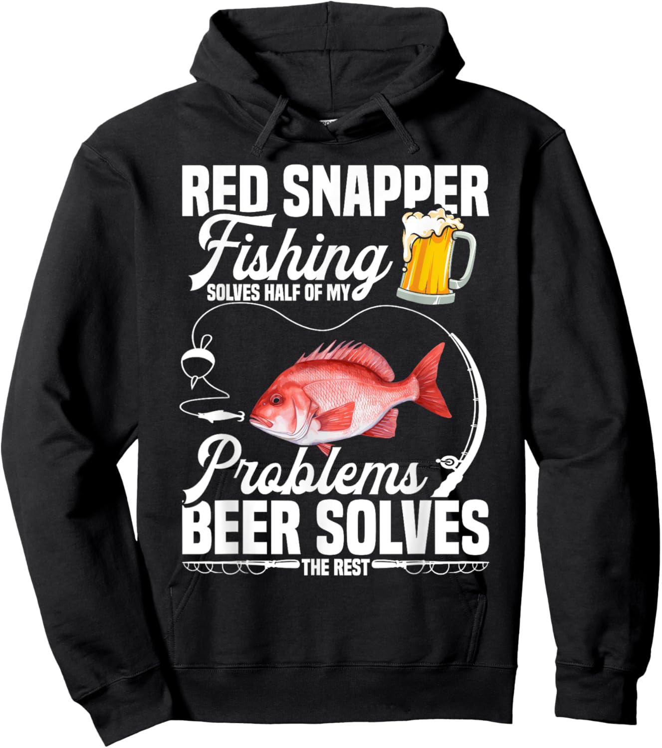 Red Snapper Fishing Beer Drinking Red Snapper Fisherman Hoodie - Hoodie | Black