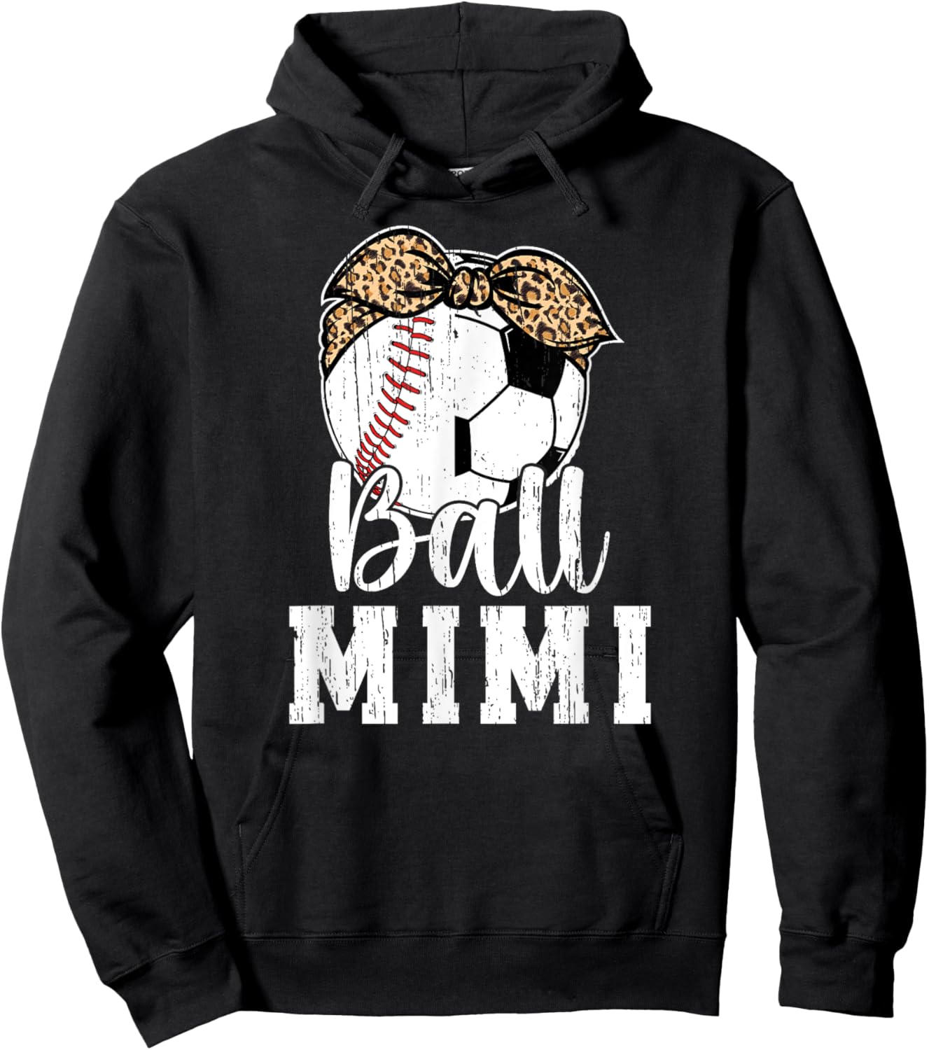 Ball Mimi Grandma Baseball Soccer Mimi Hoodie - Hoodie | Black