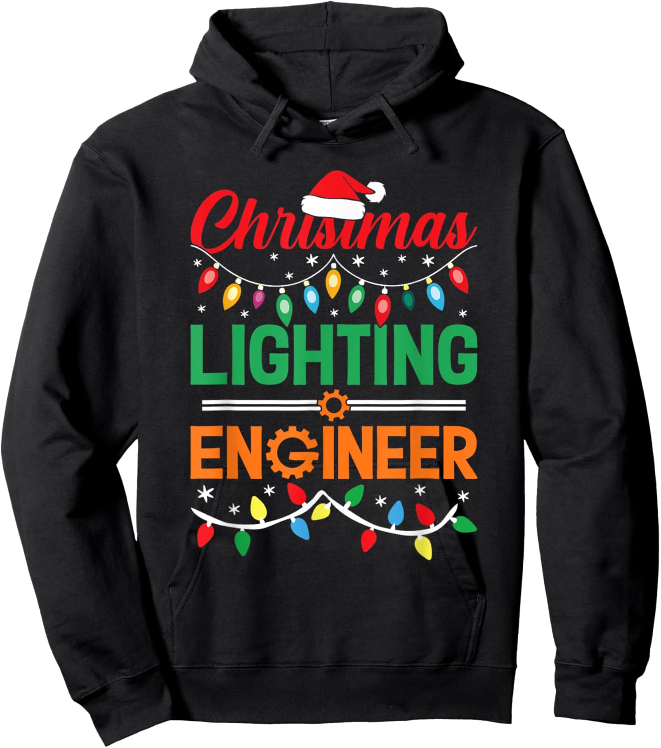 Christmas Lighting Engineer Funny Engineer Christmas Hoodie - Hoodie | Black