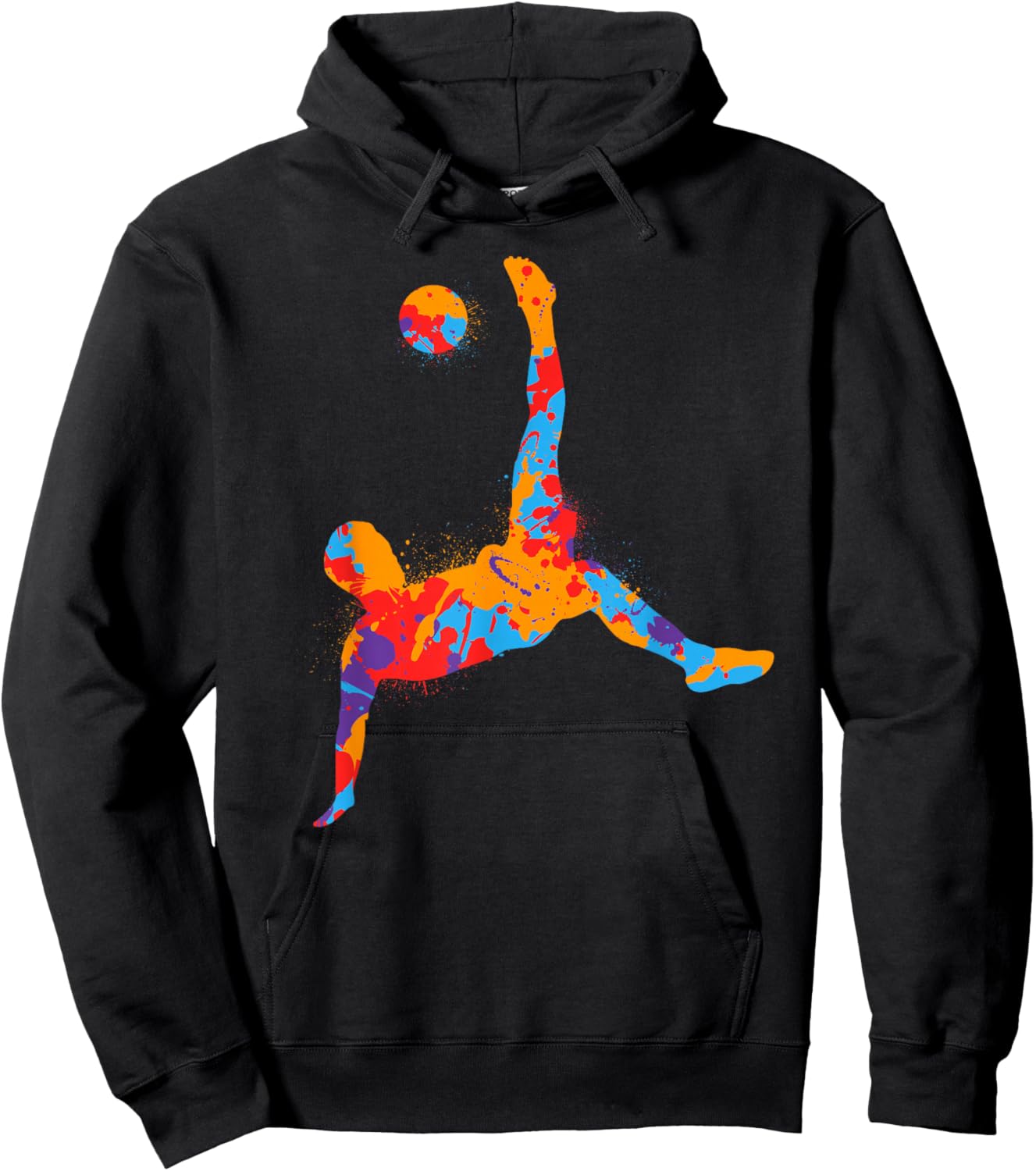 Colorful Soccer Player Sports Kids Boys Men Soccer Hoodie - Hoodie | Black