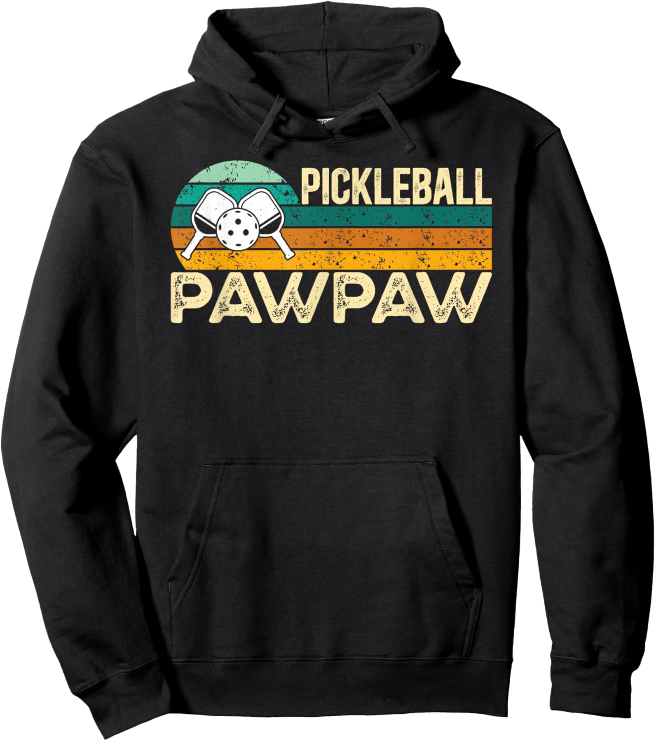 Pickleball Pawpaw Retro Pickleball Player Pawpaw Grandpa Hoodie - Hoodie | Black