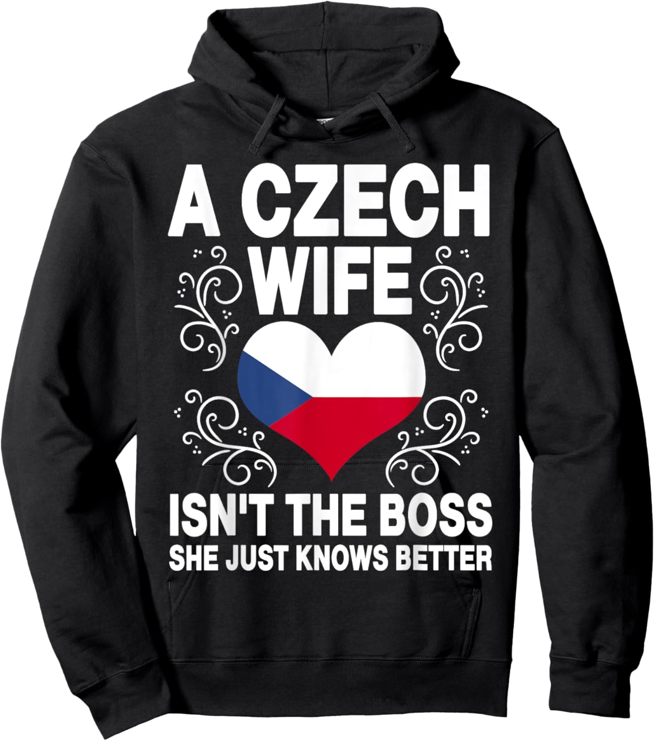 Funnz Czech Wife Saying Czech Flag Heart Czech Women Hoodie - Hoodie | Black