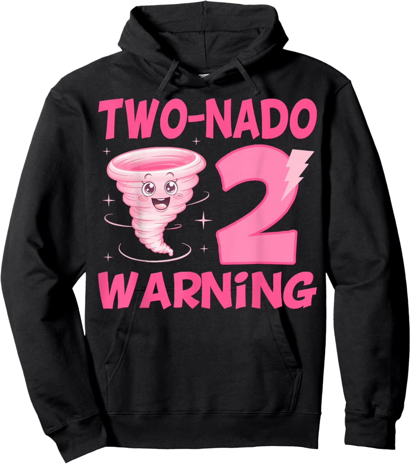 Kids Two-nado Warning 2nd Birthday Pink Tornado Birthday Hoodie - Hoodie | Black