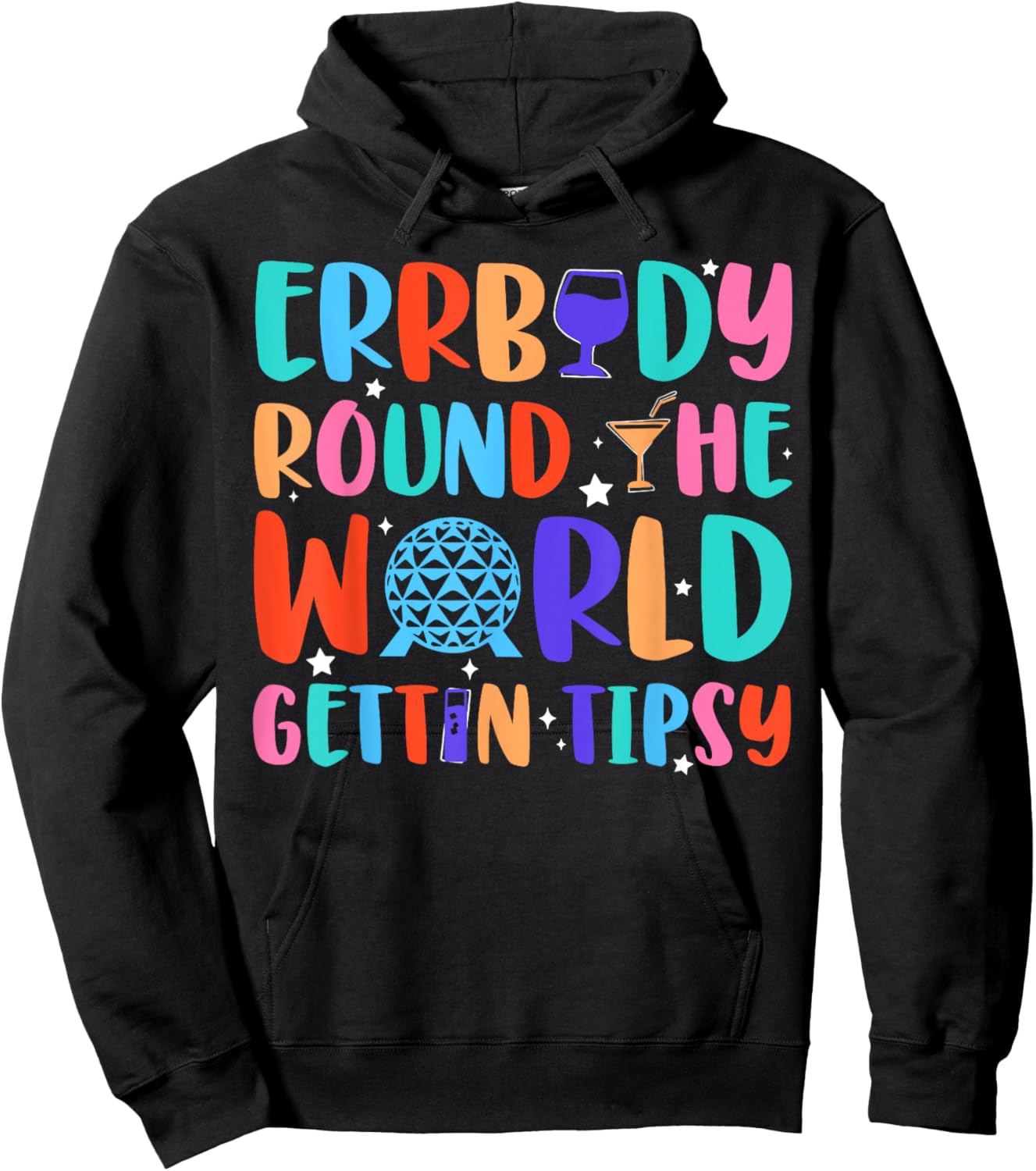Festival Errbody-Round The World Gettin Tipsy Food and Wine Hoodie - Hoodie | Black