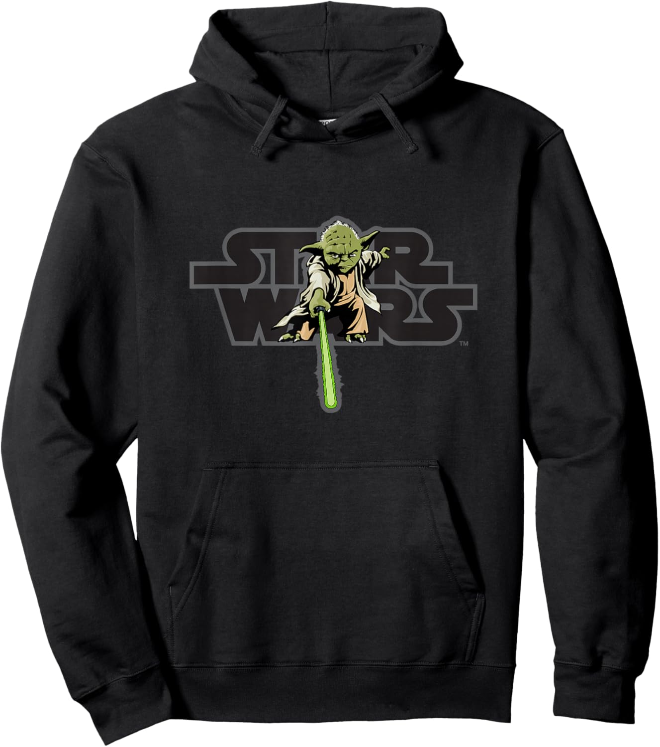 Star Wars Logo Jedi Master Yoda Lightsaber Hoodie - Hoodie | Black