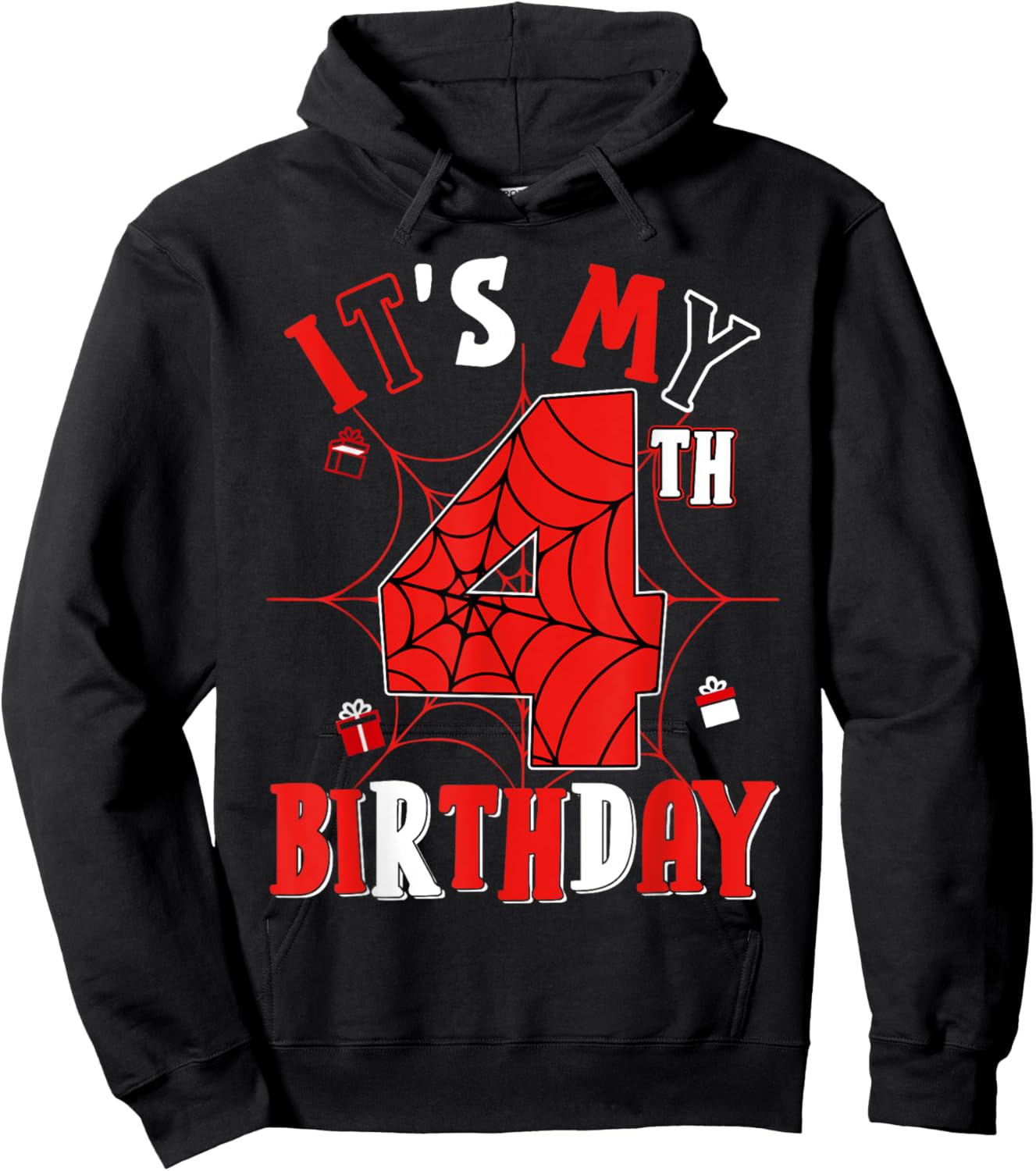 Birthday Party Spider Web Costume It's My 4th Birthday Hoodie - Hoodie | Black