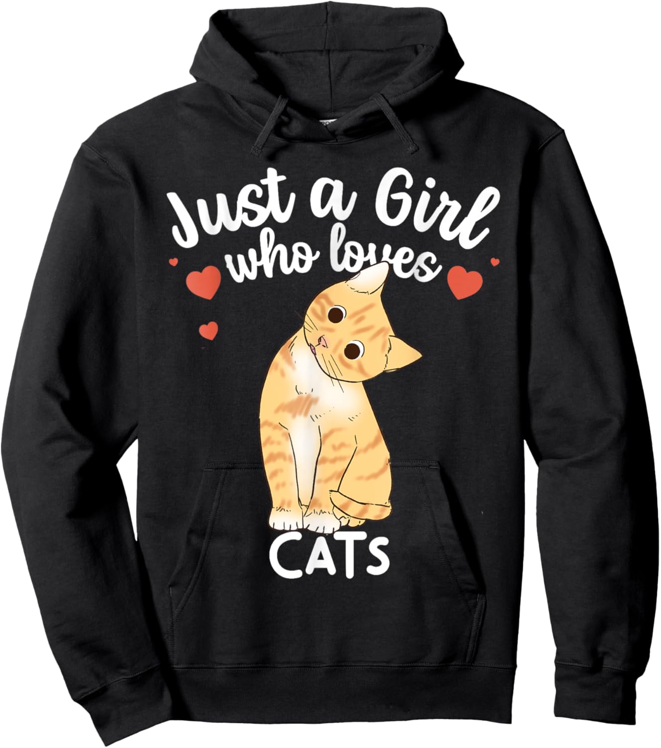 Just a Girl Who Loves Cats Funny Orange Ginger Cat Lover Hoodie - Hoodie | Black
