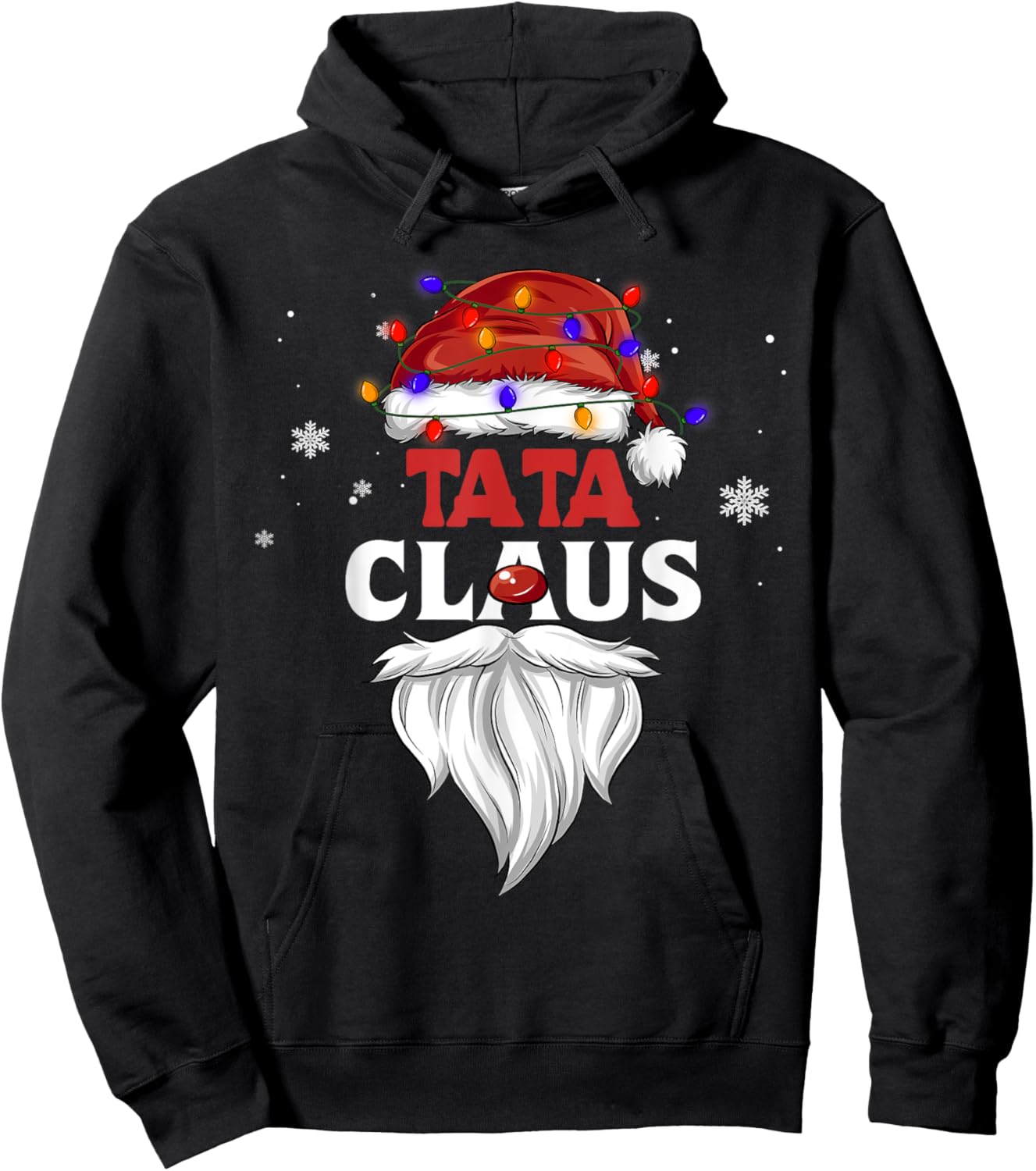 Tata Claus Christmas Lights Pajama Family Matching Party Hoodie - Hoodie | Black