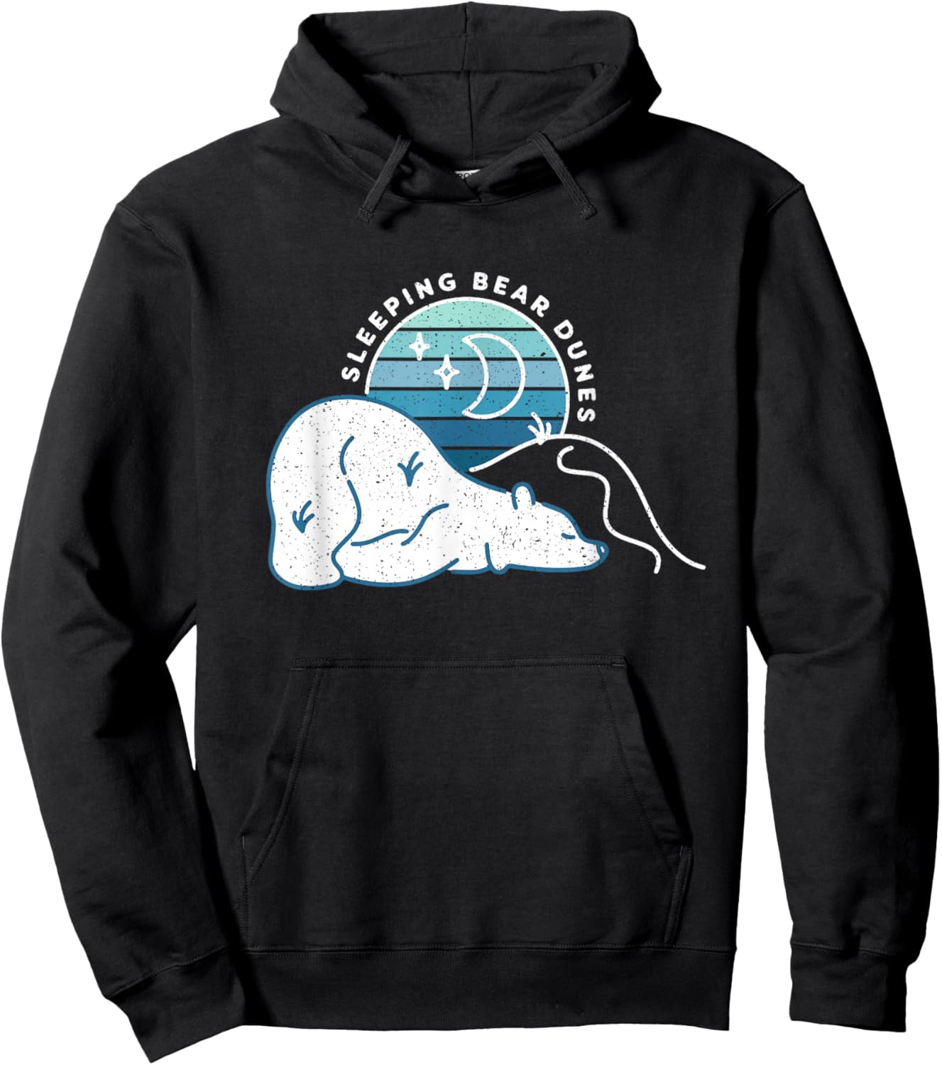Minimal Sleeping Bear Dunes Retro Sunset Michigan Hoodie - Hoodie | Black
