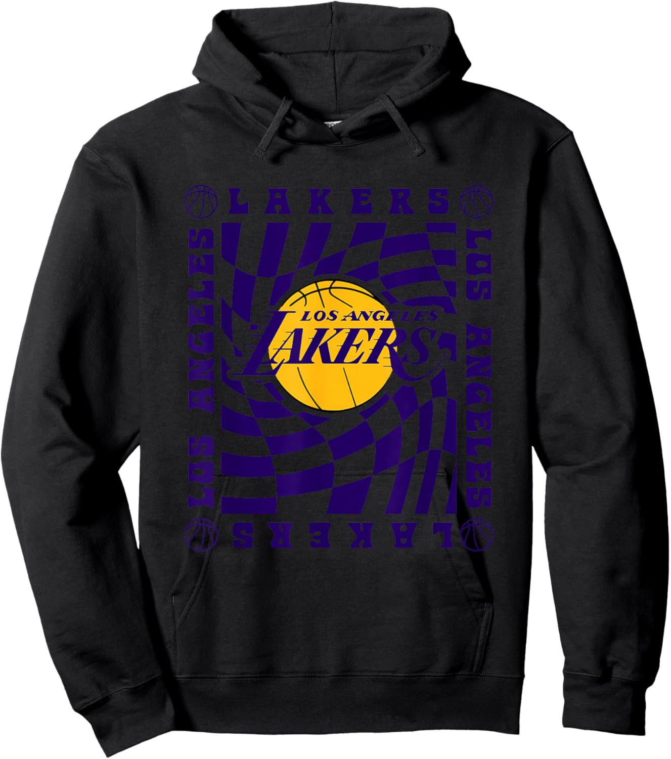 NBA Los Angeles Lakers Retro Checkerboard Wave Hoodie - Hoodie | Black