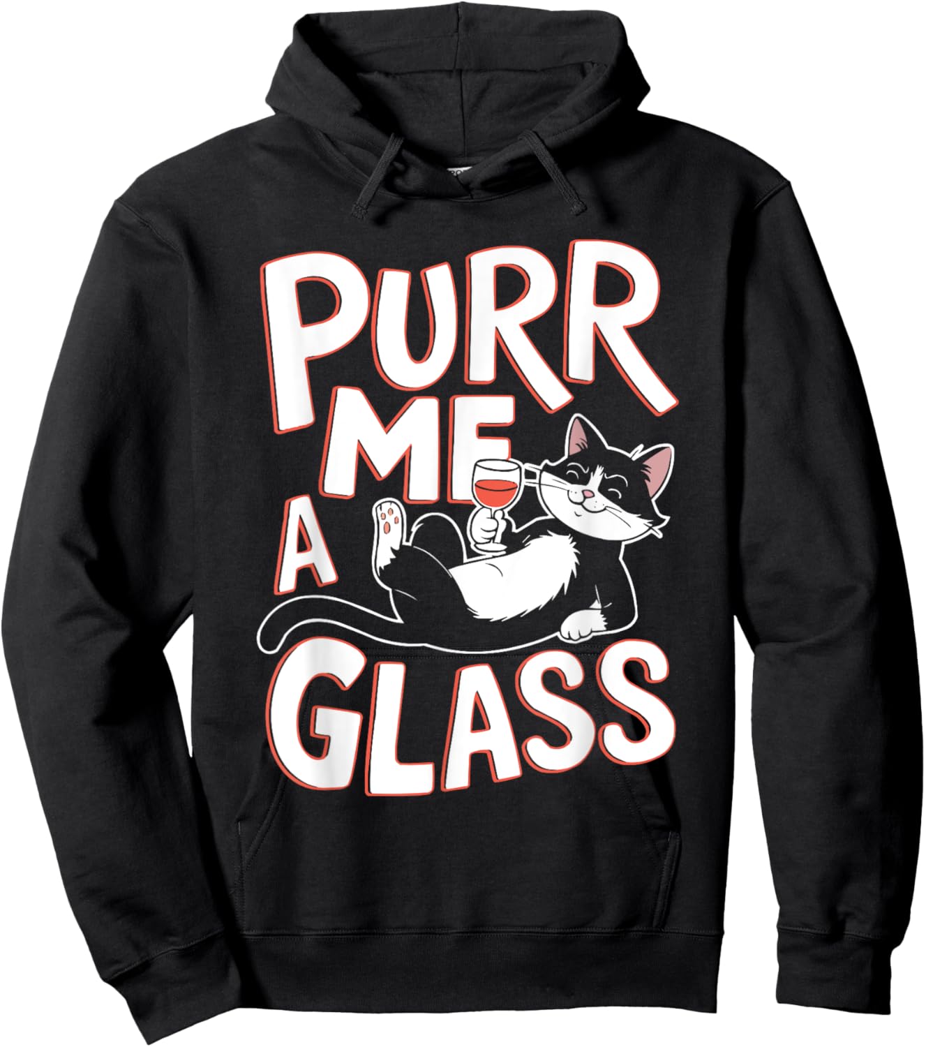 Wine Cat Owner Kitty Meow Alcohol Drinking Winemaker Hoodie - Hoodie | Black
