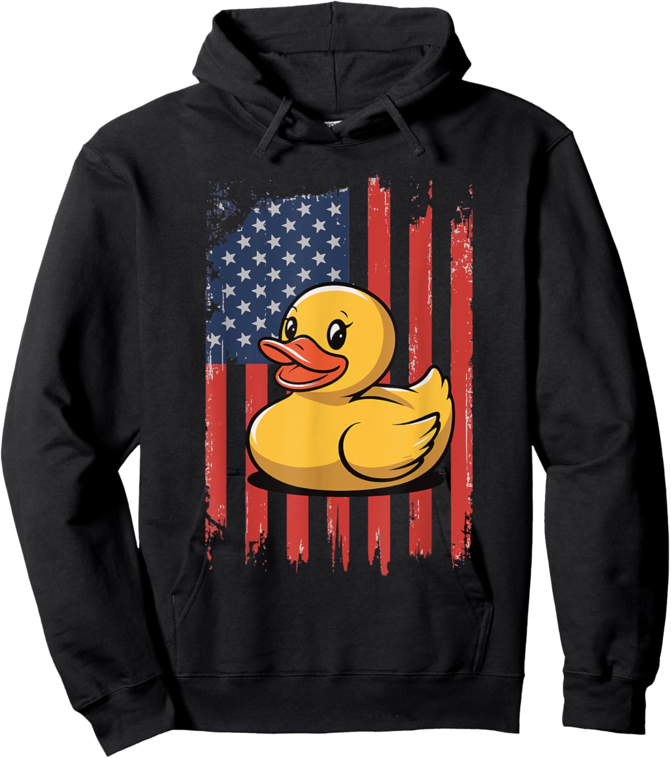 Rubber Duck USA Flag Independence Day Bath Duck Hoodie - Hoodie | Black