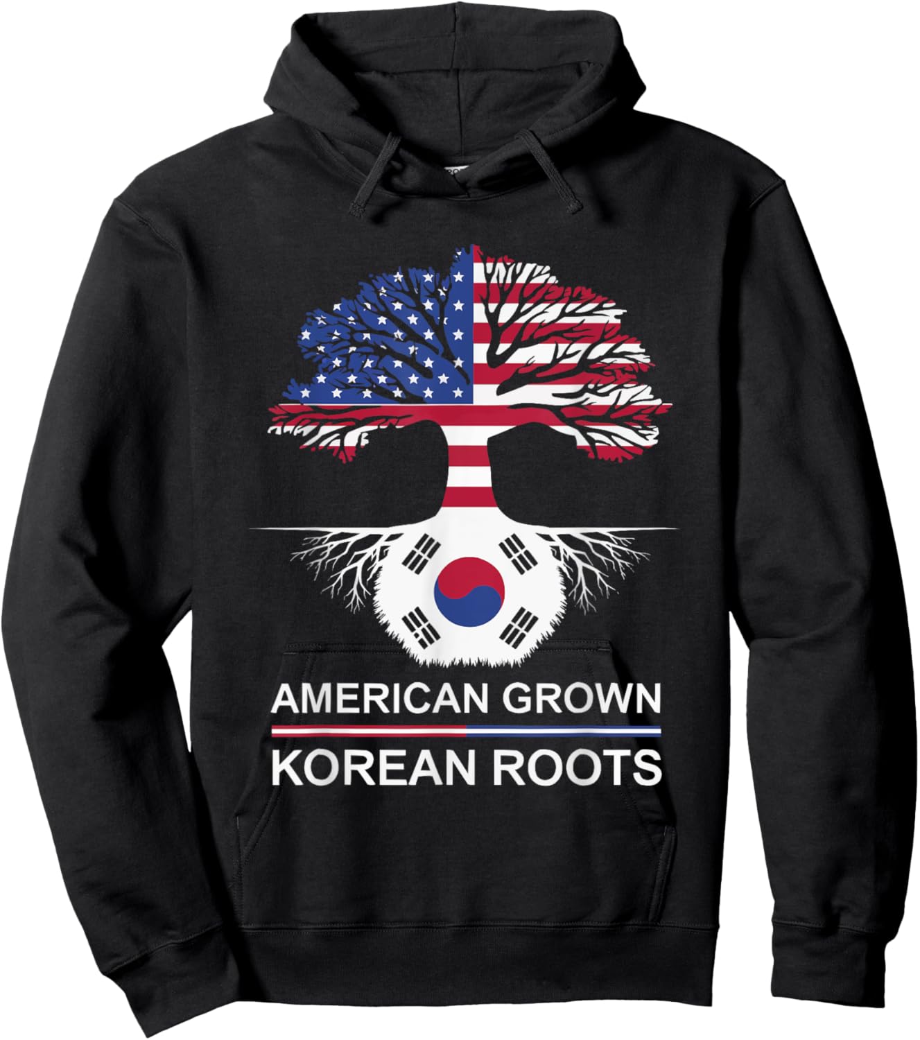 Half American Half Korean USA Flag South Korea America Hoodie - Hoodie | Black