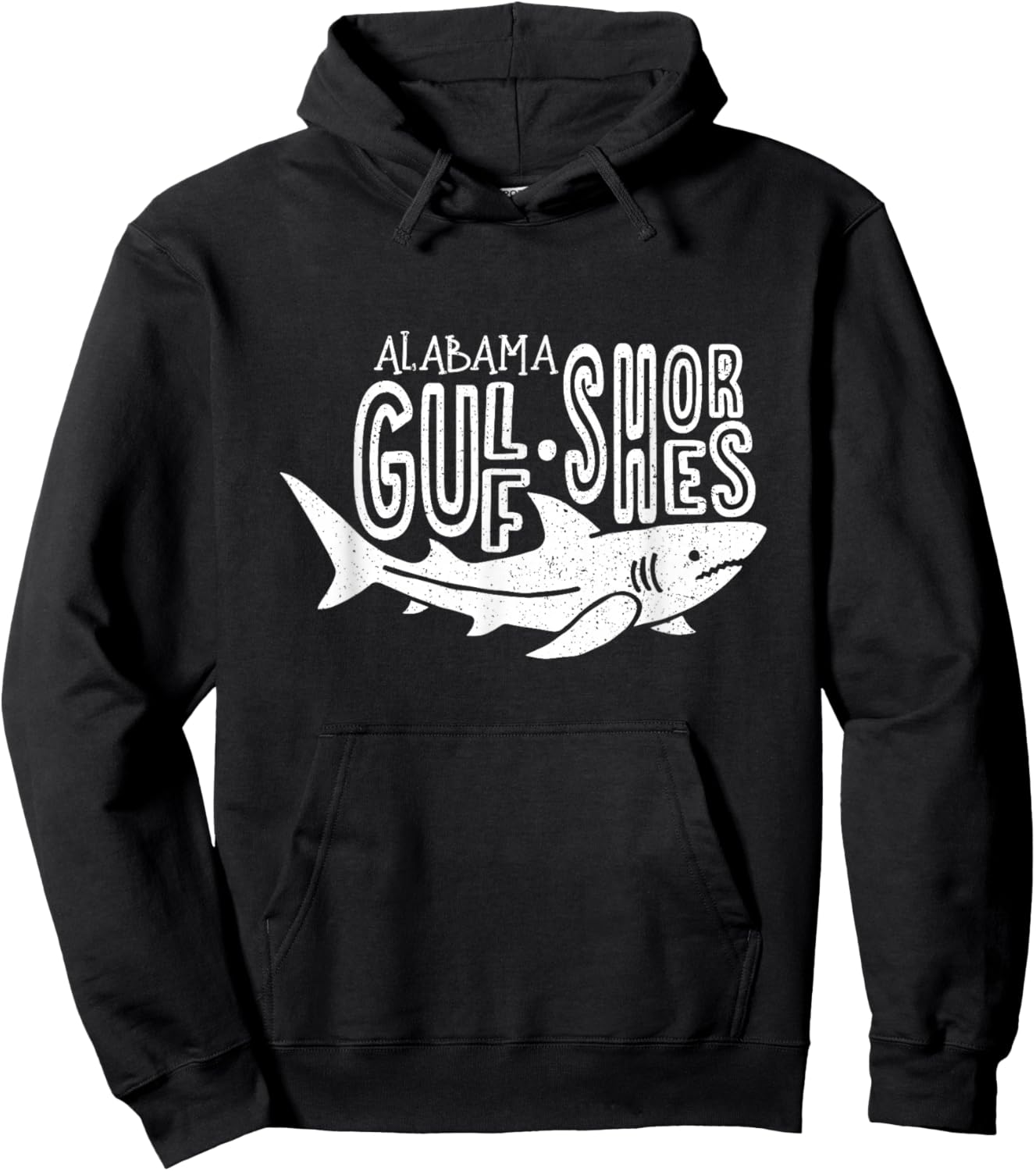 Alabama Gulf Shores Shark Graphic Vintage Souvenir Hoodie - Hoodie | Black