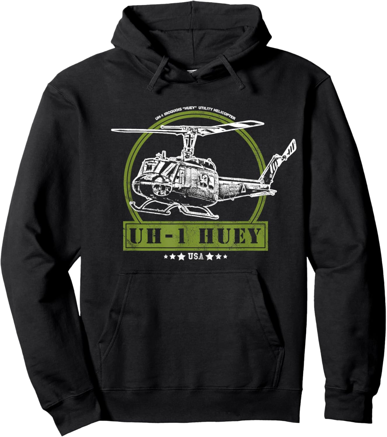 UH-1 Iroquois Huey Helicopter Hoodie - Hoodie | Black