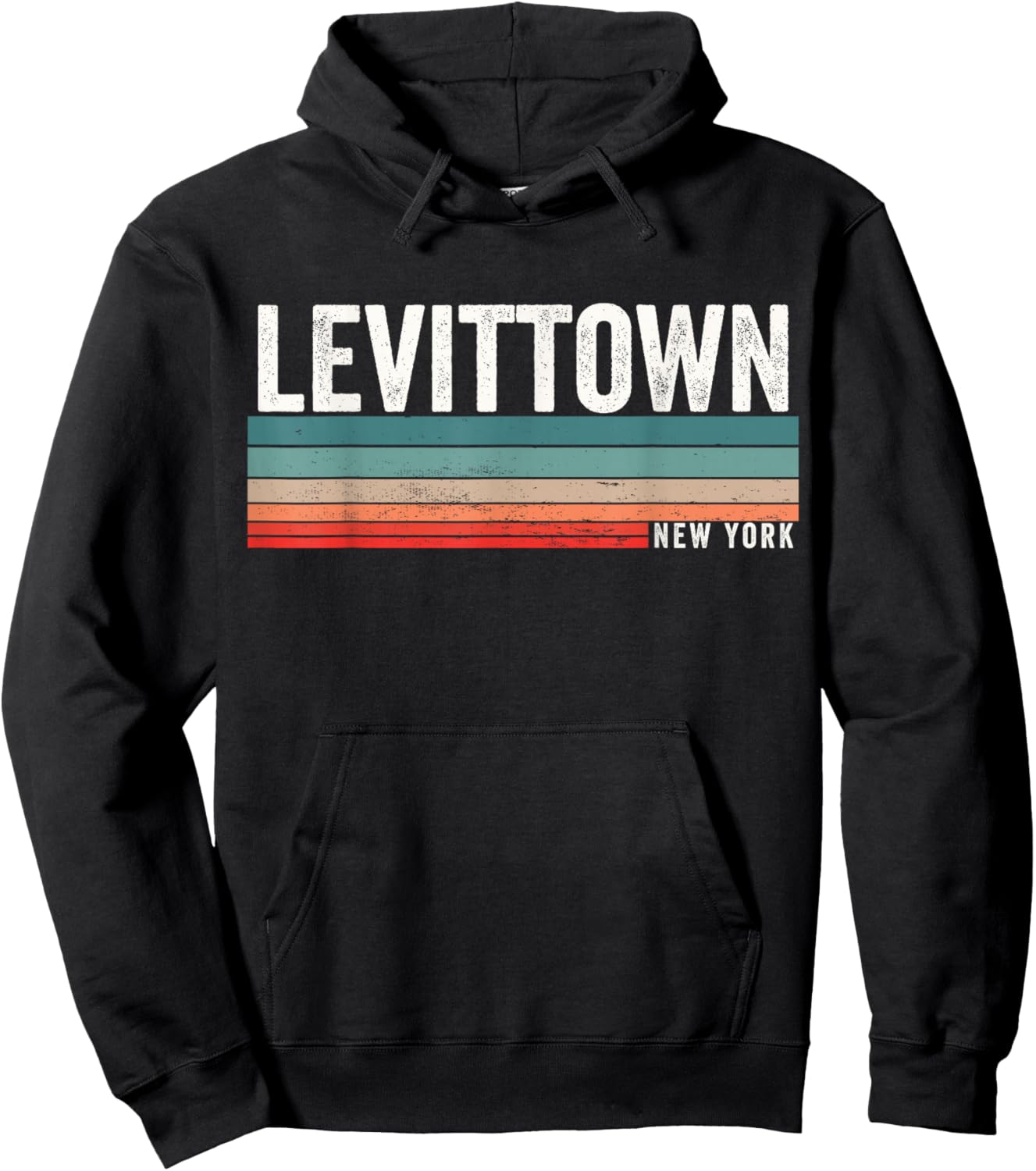 Levittown New York Retro Sunset, Levittown NY, Levittown Hoodie - Hoodie | Black